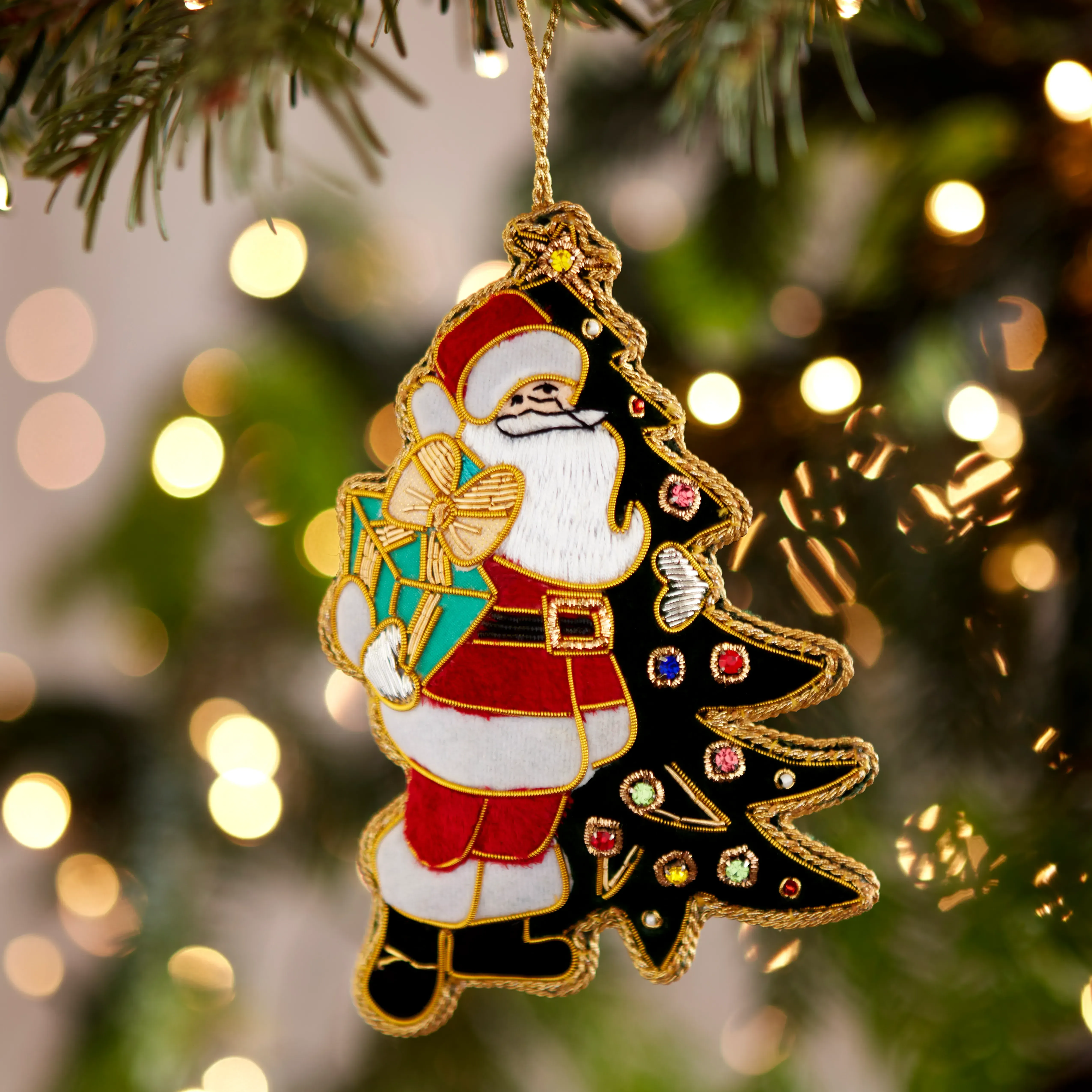 Fortnum's Embroidered Father Christmas Decoration product