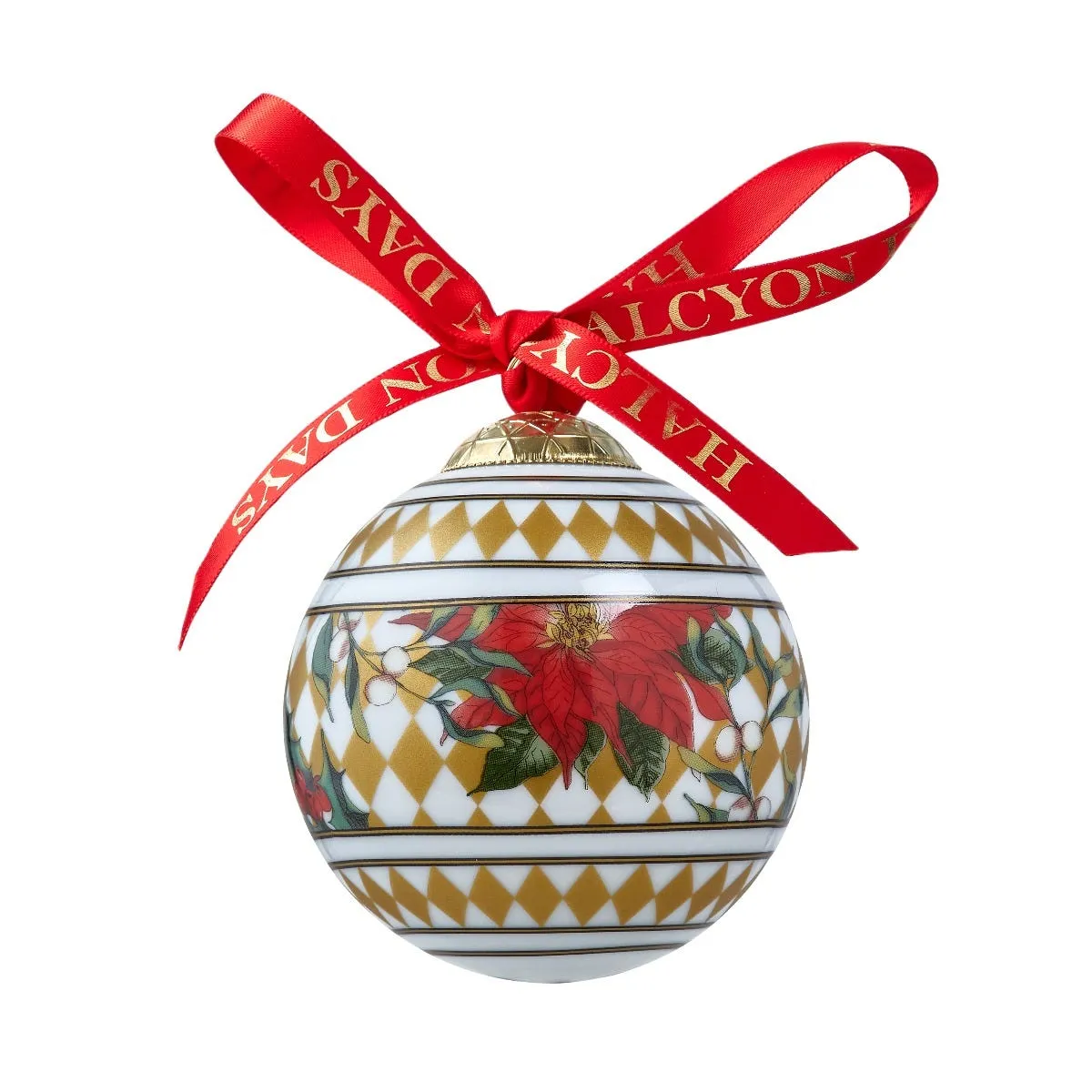 Halcyon Days Parterre Poinsettia Christmas Bauble - Fine Bone China product