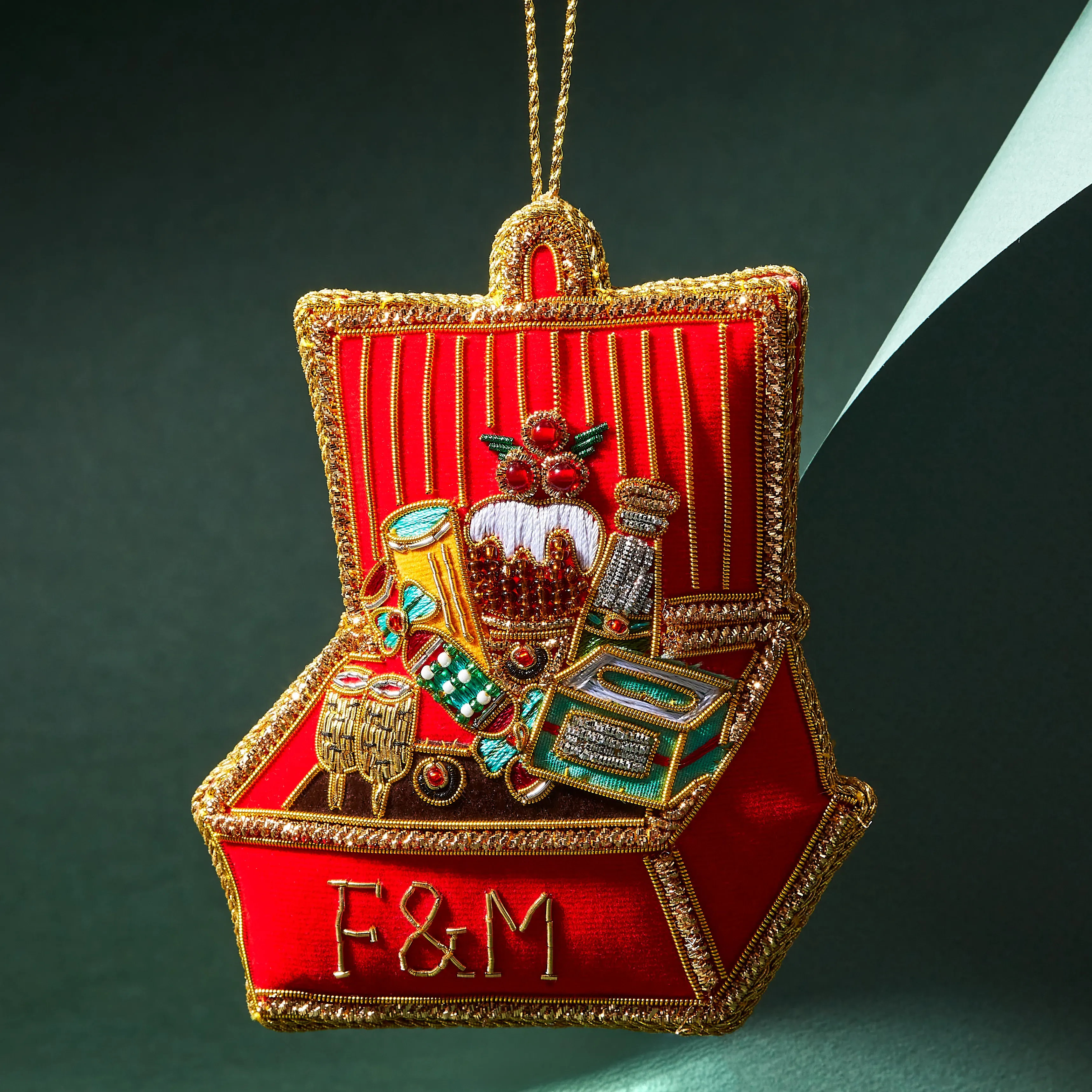 Hamper Embroidered Christmas Tree Decoration - Velvet by Fortnum & Mason