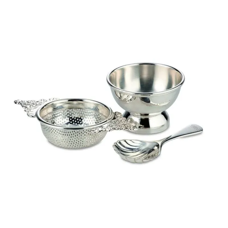 Louis Philippe Tea Strainer & Long-Handled Caddy Spoon Set - Silver-Plated product