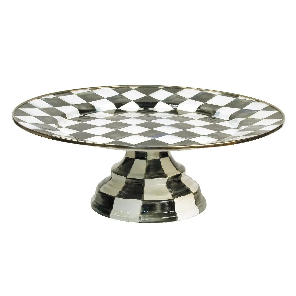 MacKenzie-Childs Courtly Check Pedestal Serving Platter - Enamel Steel product