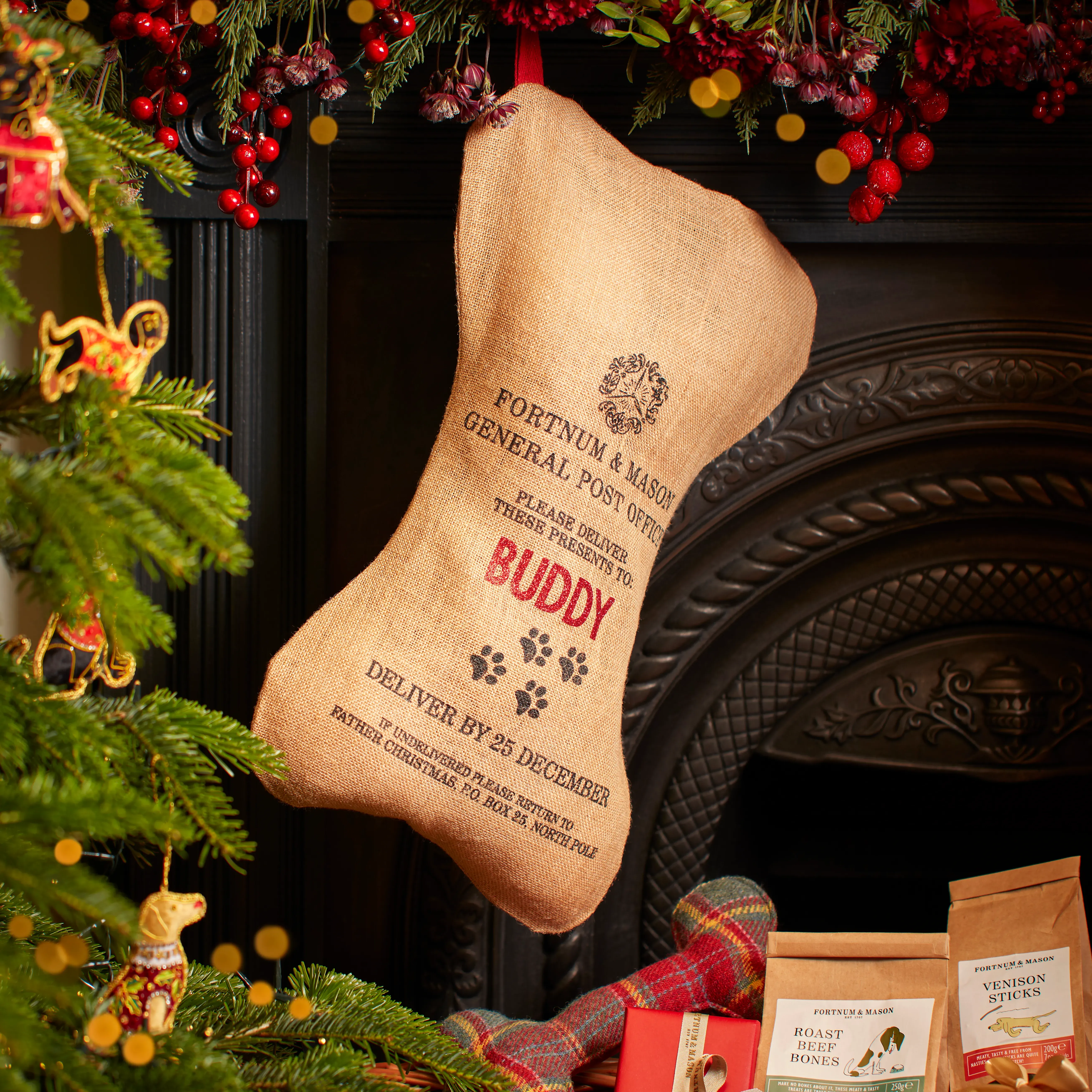 Personalised Dog Bone Hessian Santa Stocking product
