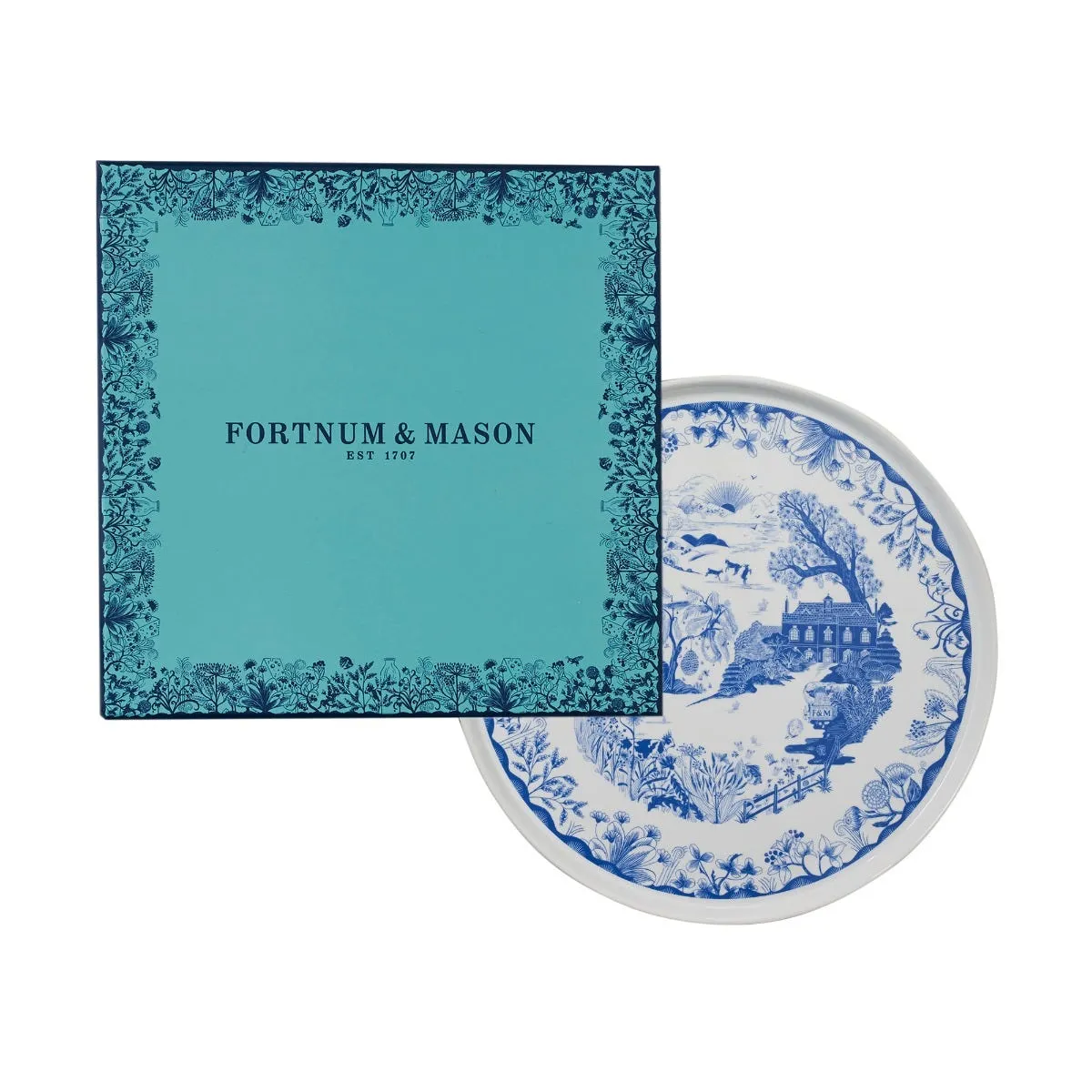 Willow Round Cheese Platter - Blue, White, China product