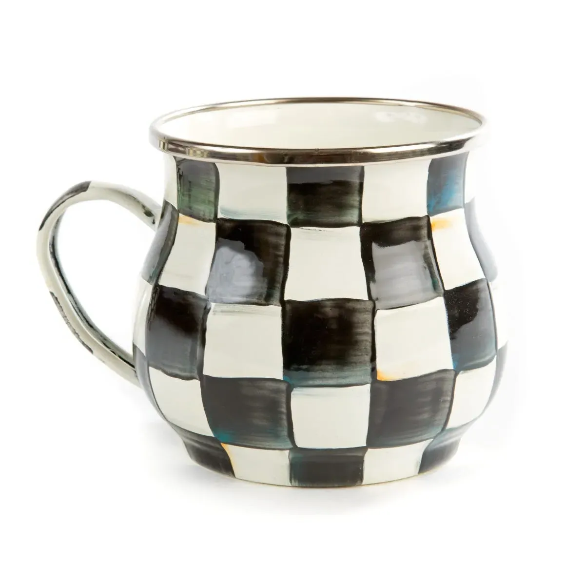 Courtly Check Enamel Mug - Black, White product