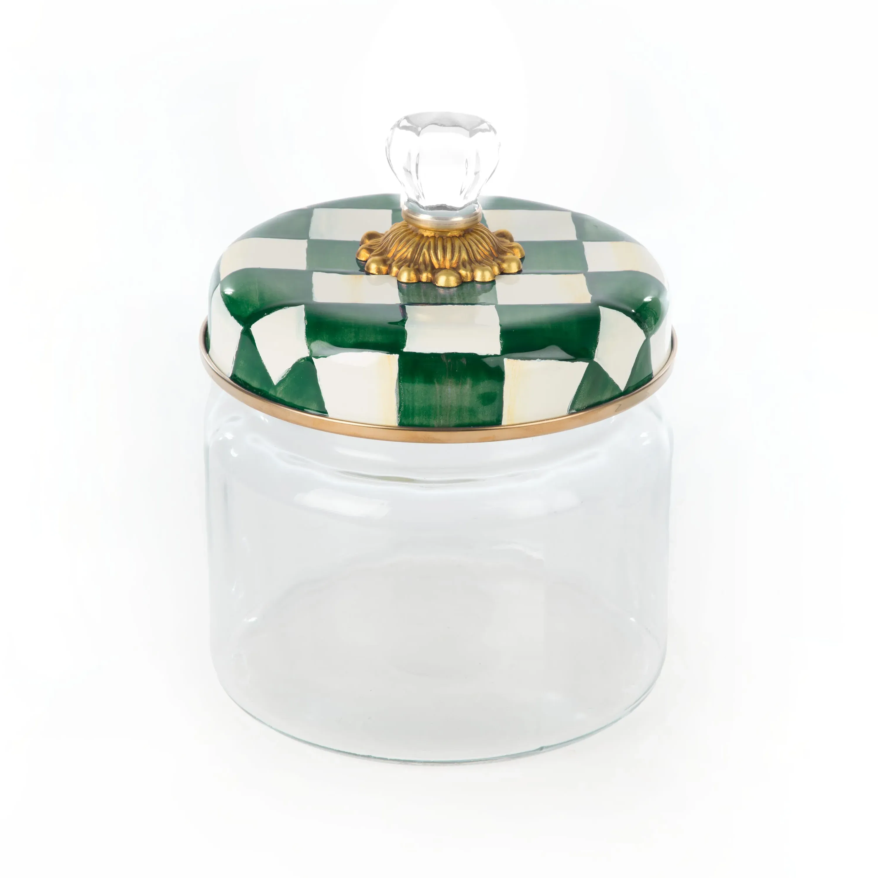 Emerald Check Small Kitchen Canister - Green, Enamel product