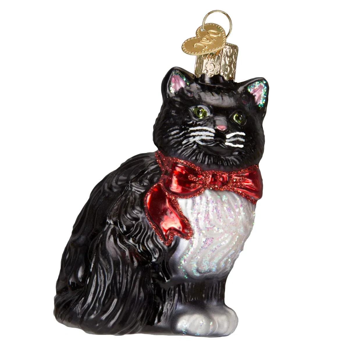 Old World Christmas Black and White Kitty Ornament - Glass product