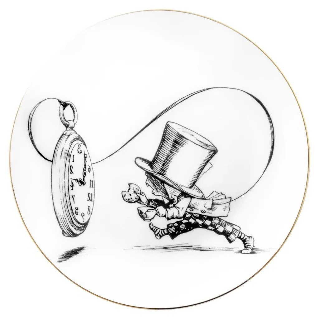 Alice In Wonderland Mad Hatter Clock Plate - Gold, Fine Bone China product