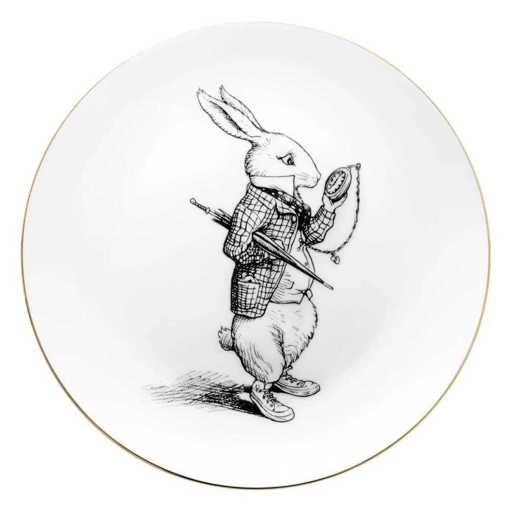 Alice In Wonderland Rabbit Watch Plate - White, Fine Bone China product