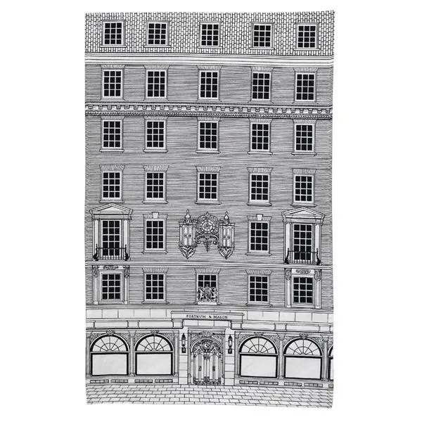Fortnum's Façade Tea Towel - Black and White, Cotton product