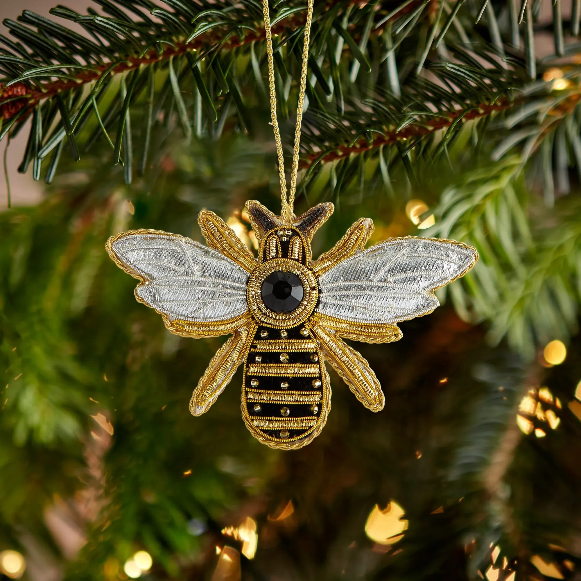 Embroidered Honey Bee Christmas Decoration - Zardosi product