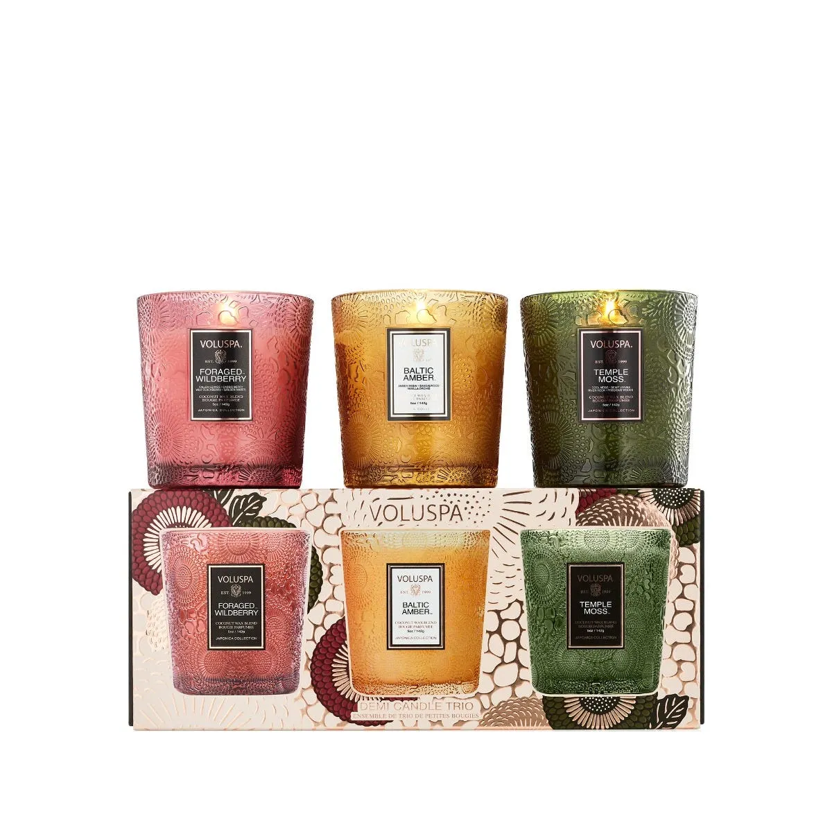 Restoration Candle Demi Trio - Foraged Wildberry, Baltic Amber & Temple Moss product