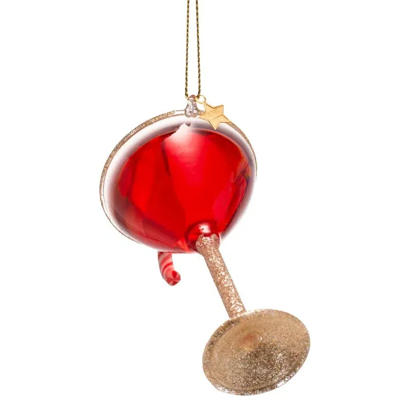 Christmas Cocktail Martini Glass Tree Ornament - Red, Gold alternate view