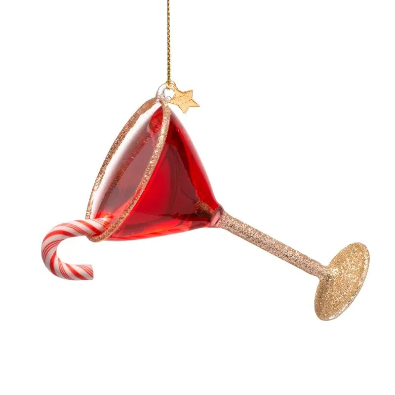 Christmas Cocktail Martini Glass Tree Ornament - Red, Gold product