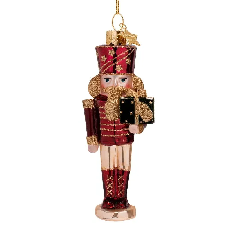 Glass Nutcracker Christmas Ornament - Burgundy, Glass product
