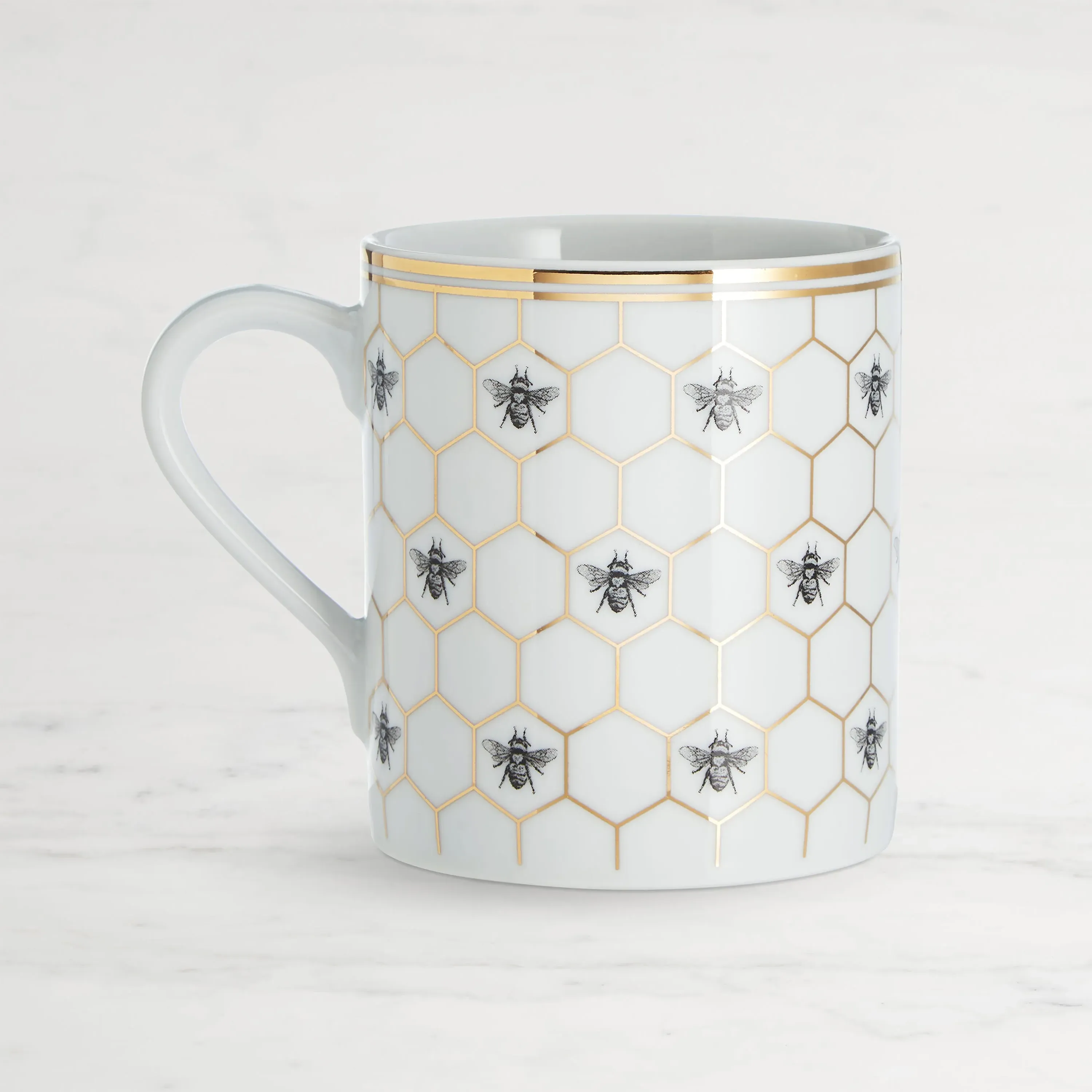 Honeycomb Bee Mug - Gold, Porcelain product