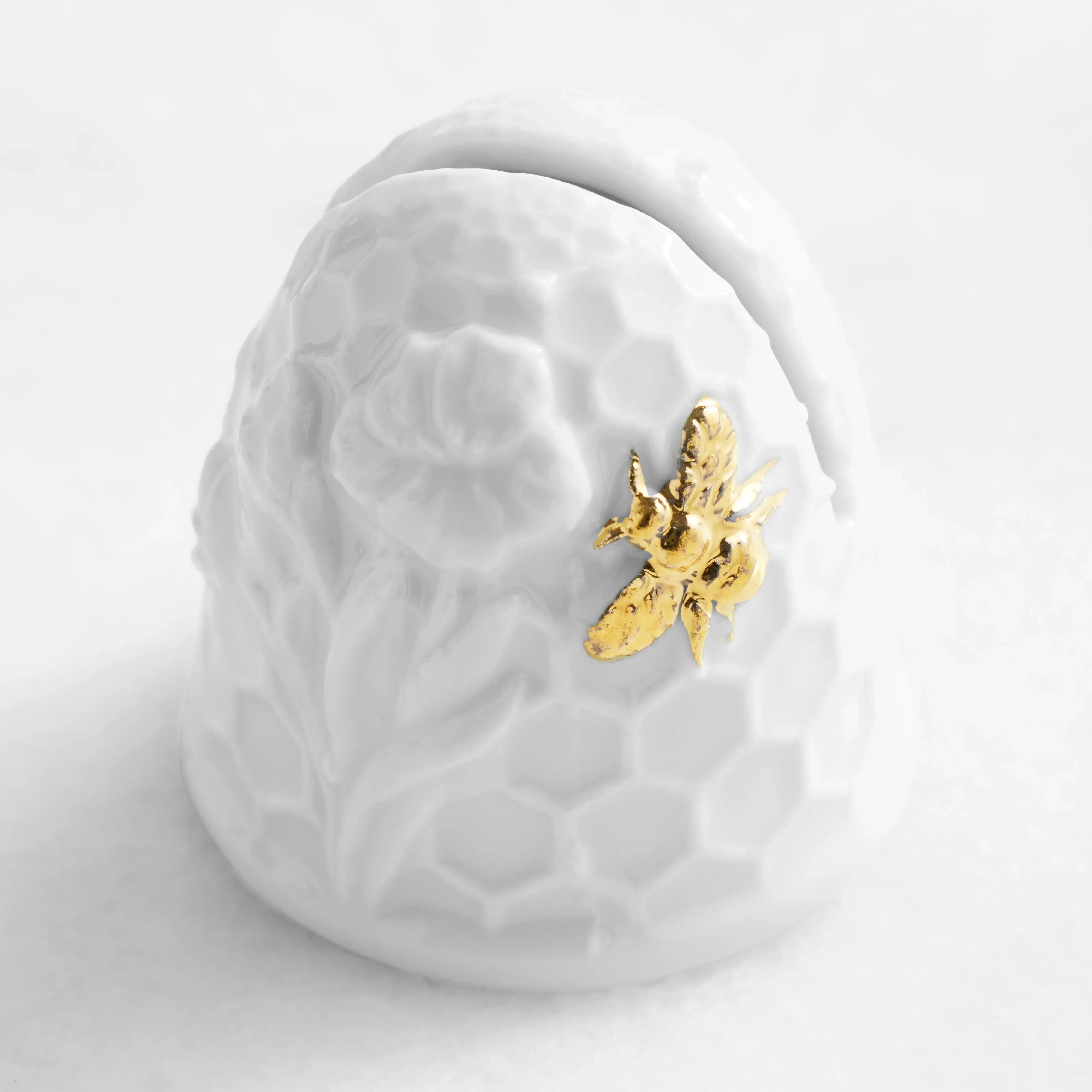 Honeycomb Bee Place Card Holder Set of 4 - Gold, Porcelain product