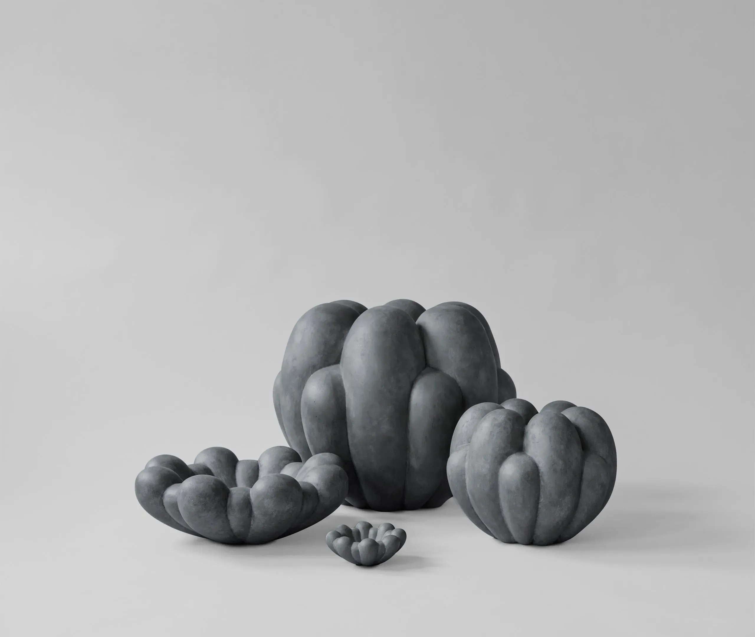 Bloom Big Serving Tray - Dark Grey, Ceramic