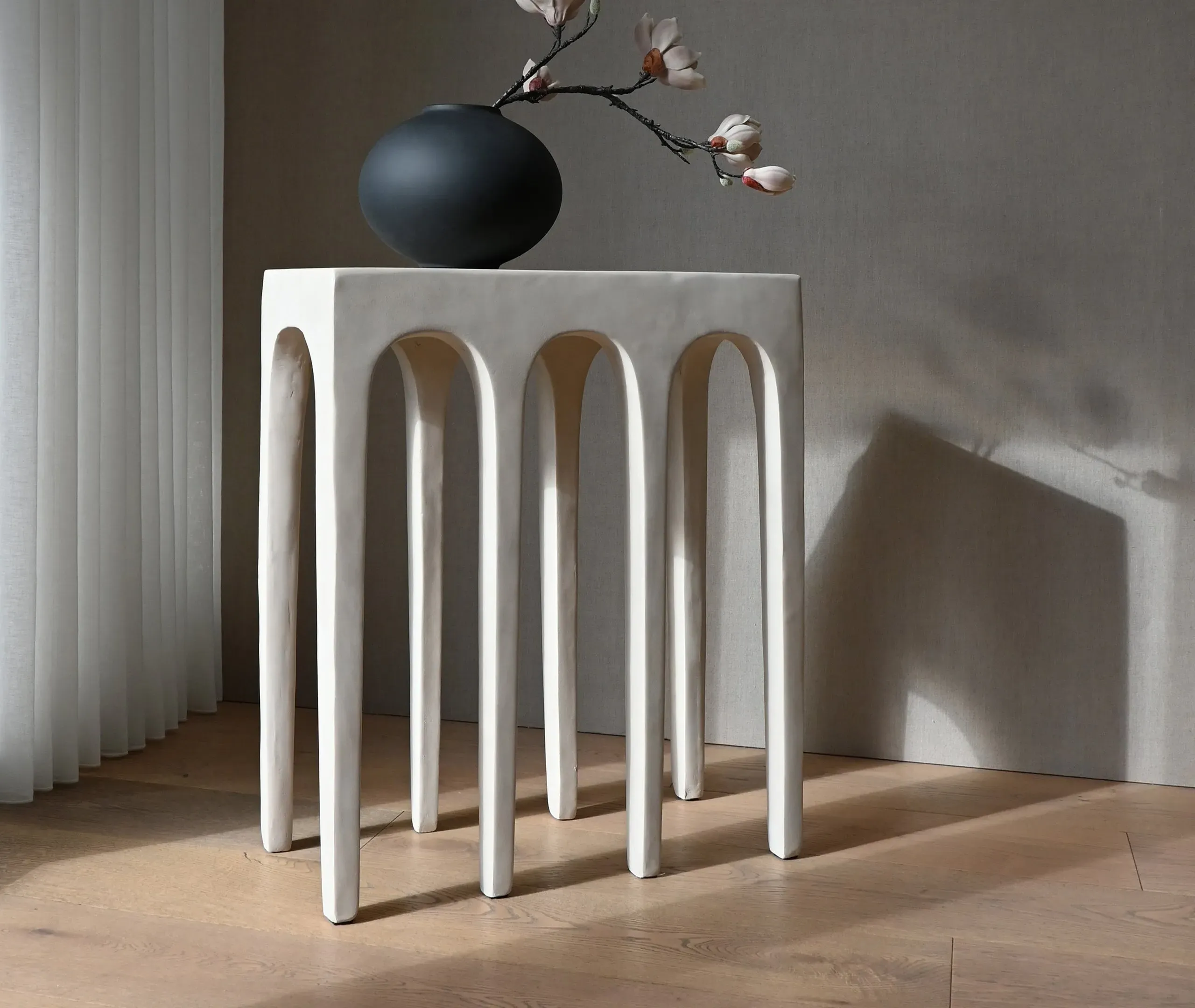Bow Console Table with Arches - Birch, Concrete