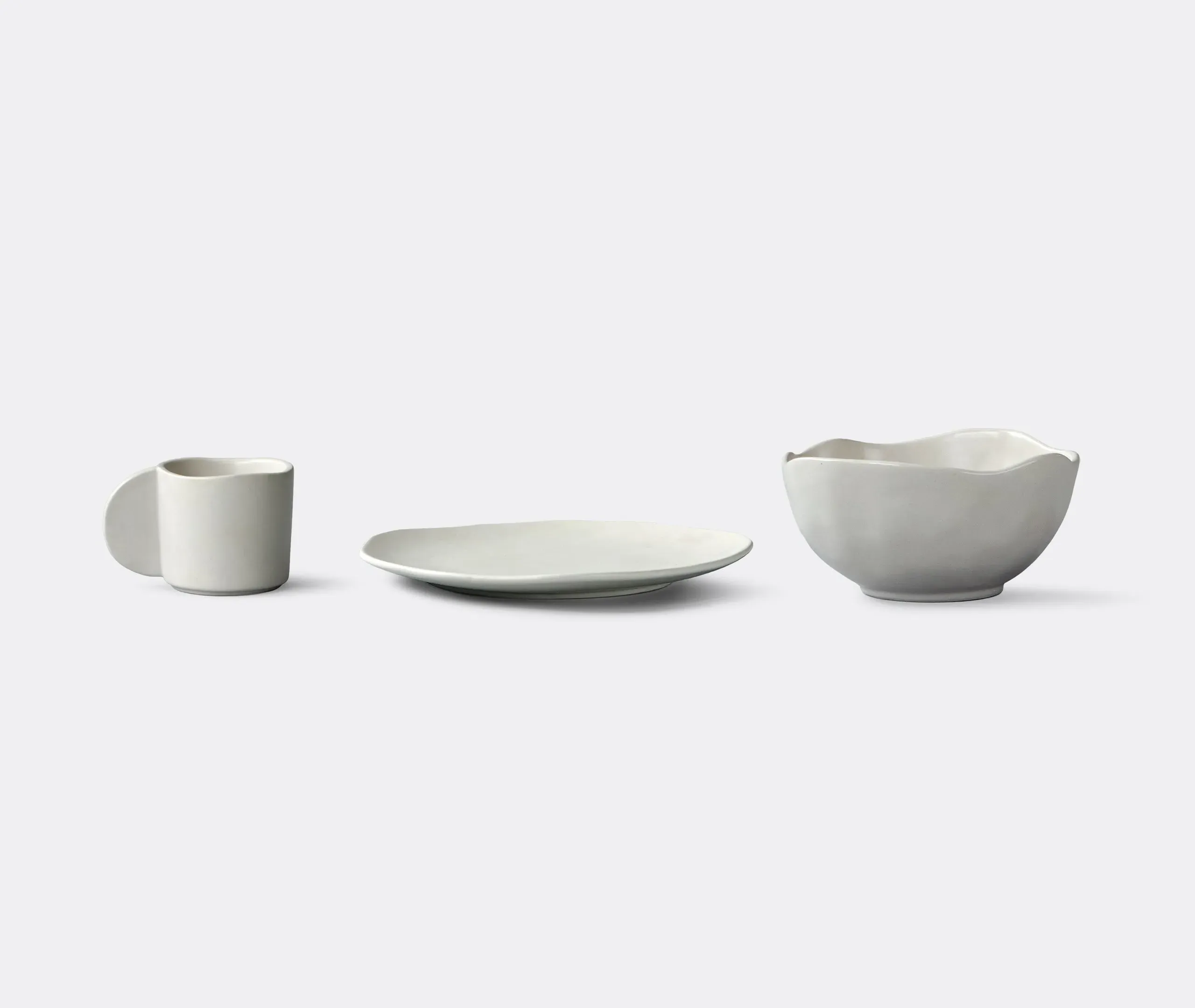 Breakfast Set Hand-Sculpted - Birch, Glazed Ceramic