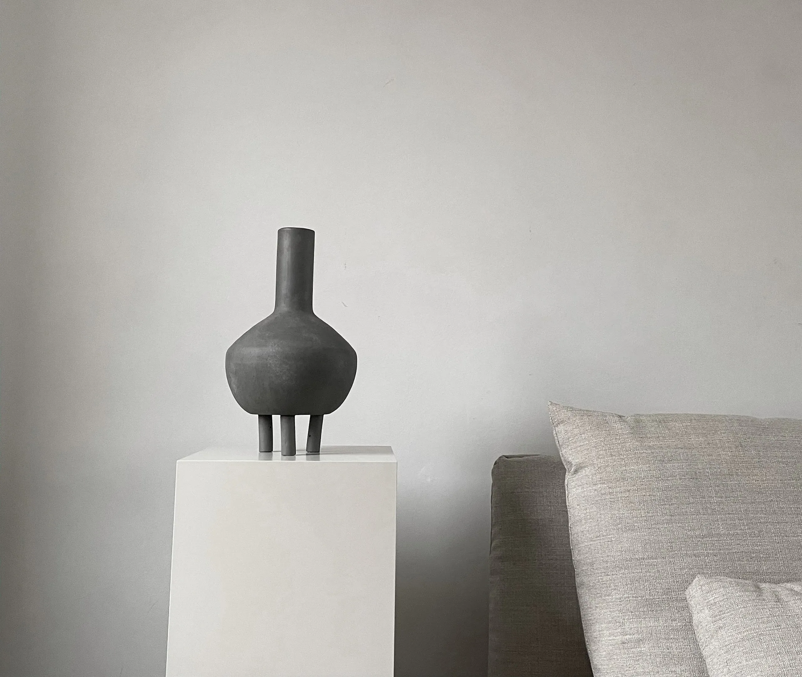 Duck Vase - Dark Grey, Hand Glazed Ceramic