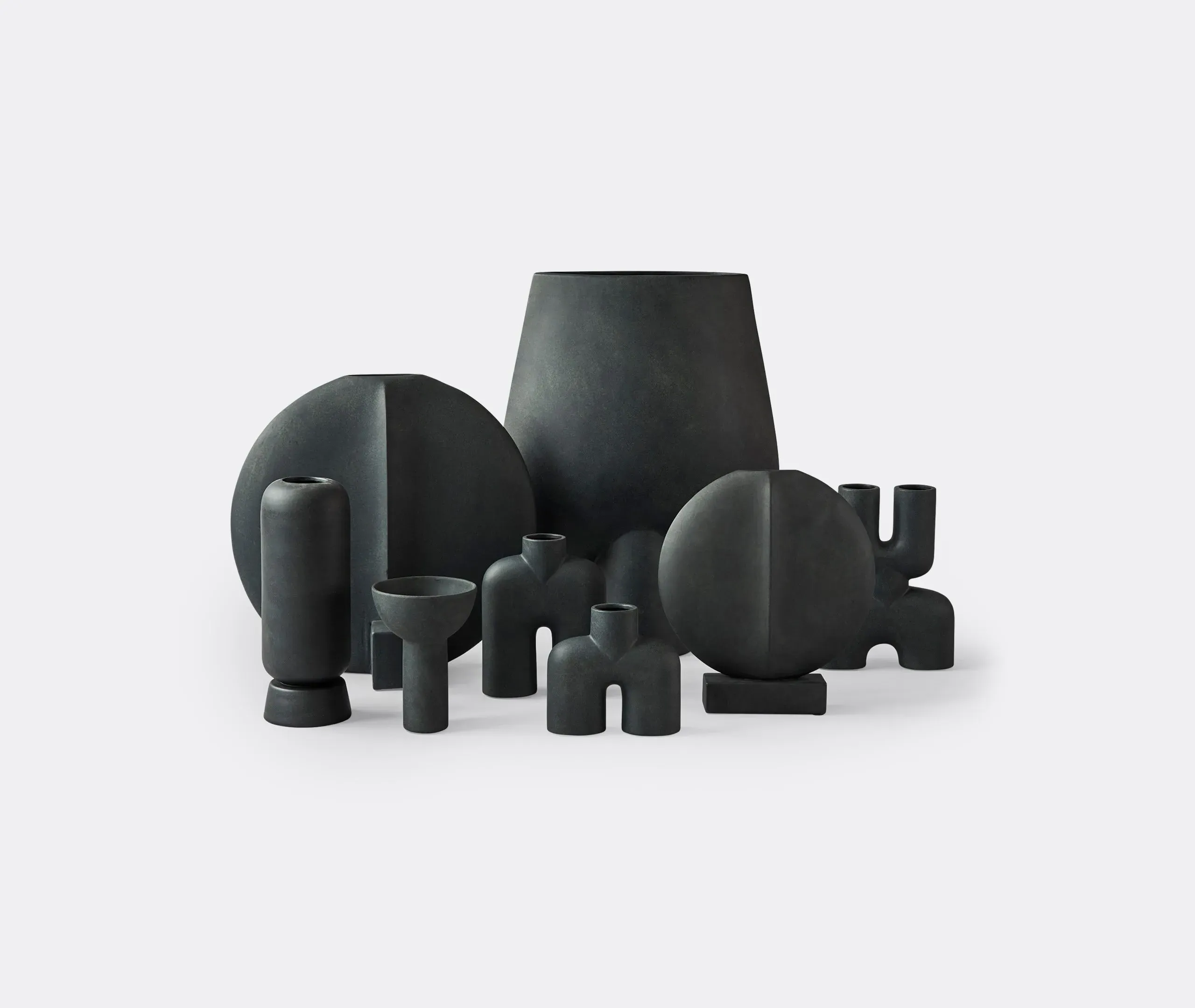 Hexa Double Vase - Black, Glazed Ceramic