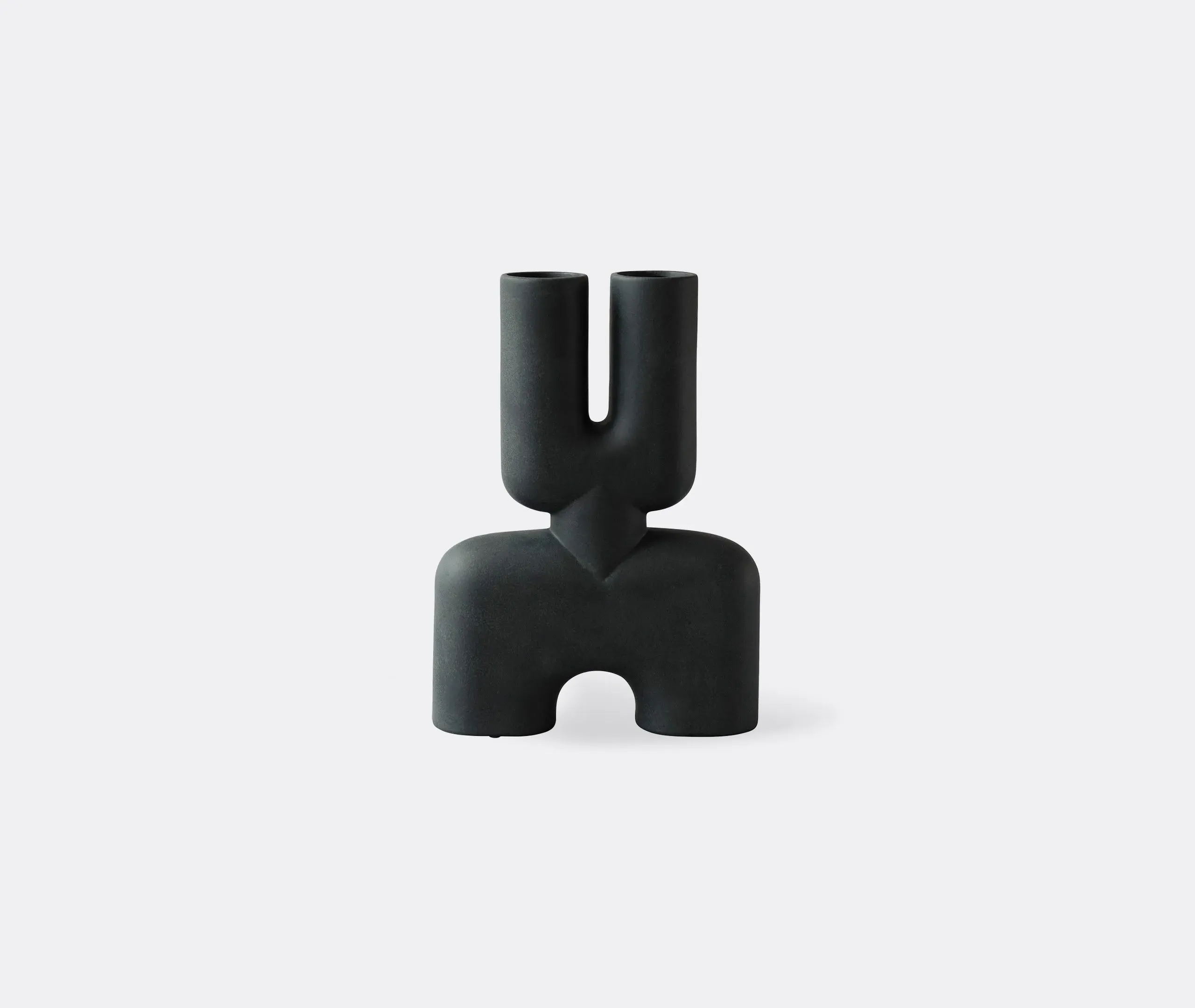 Hexa Double Vase - Black, Glazed Ceramic