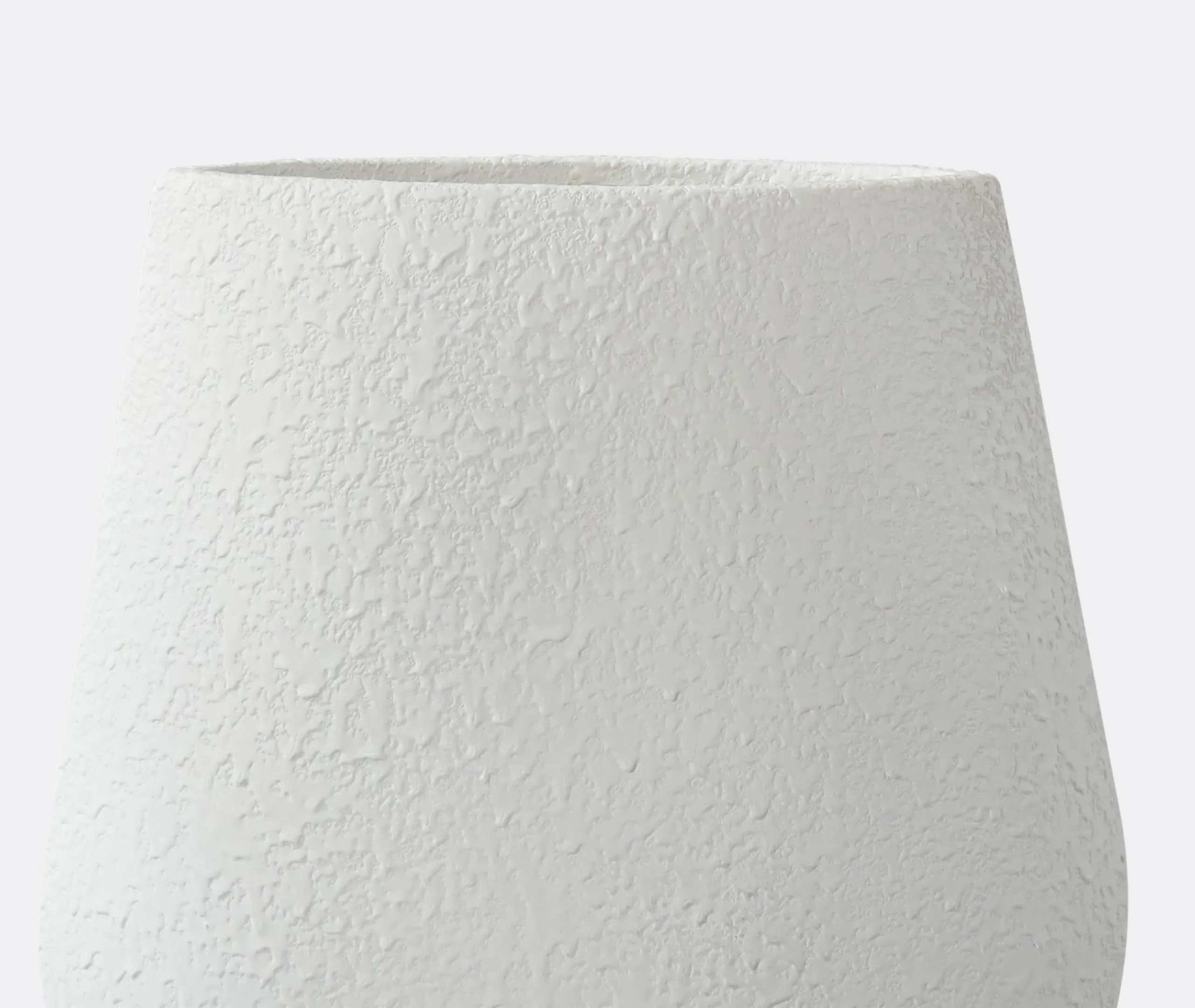 Large Square Vase with Sculptural Design - White, Ceramic