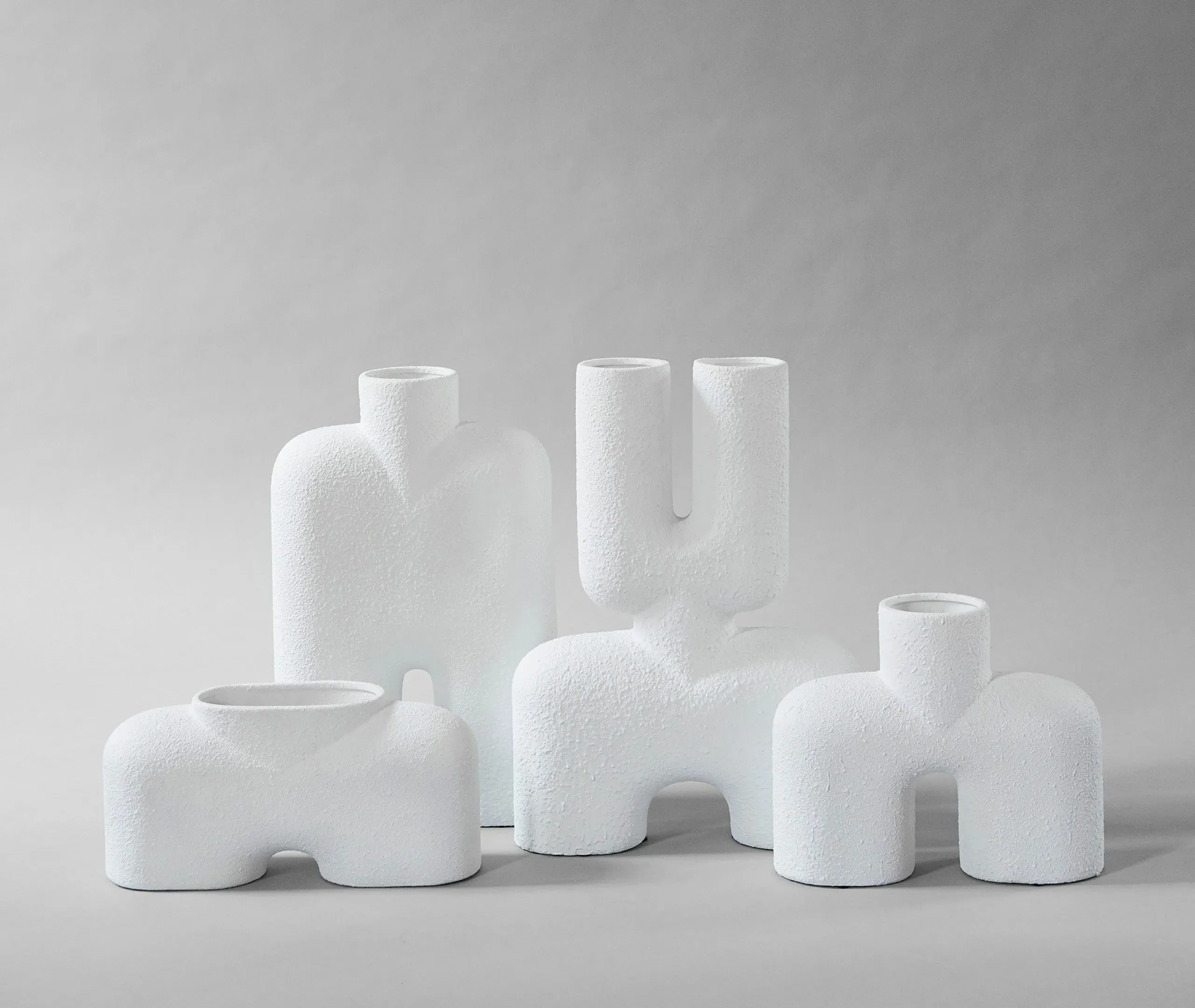 Medium Cobra Tall Vase - White, Ceramic
