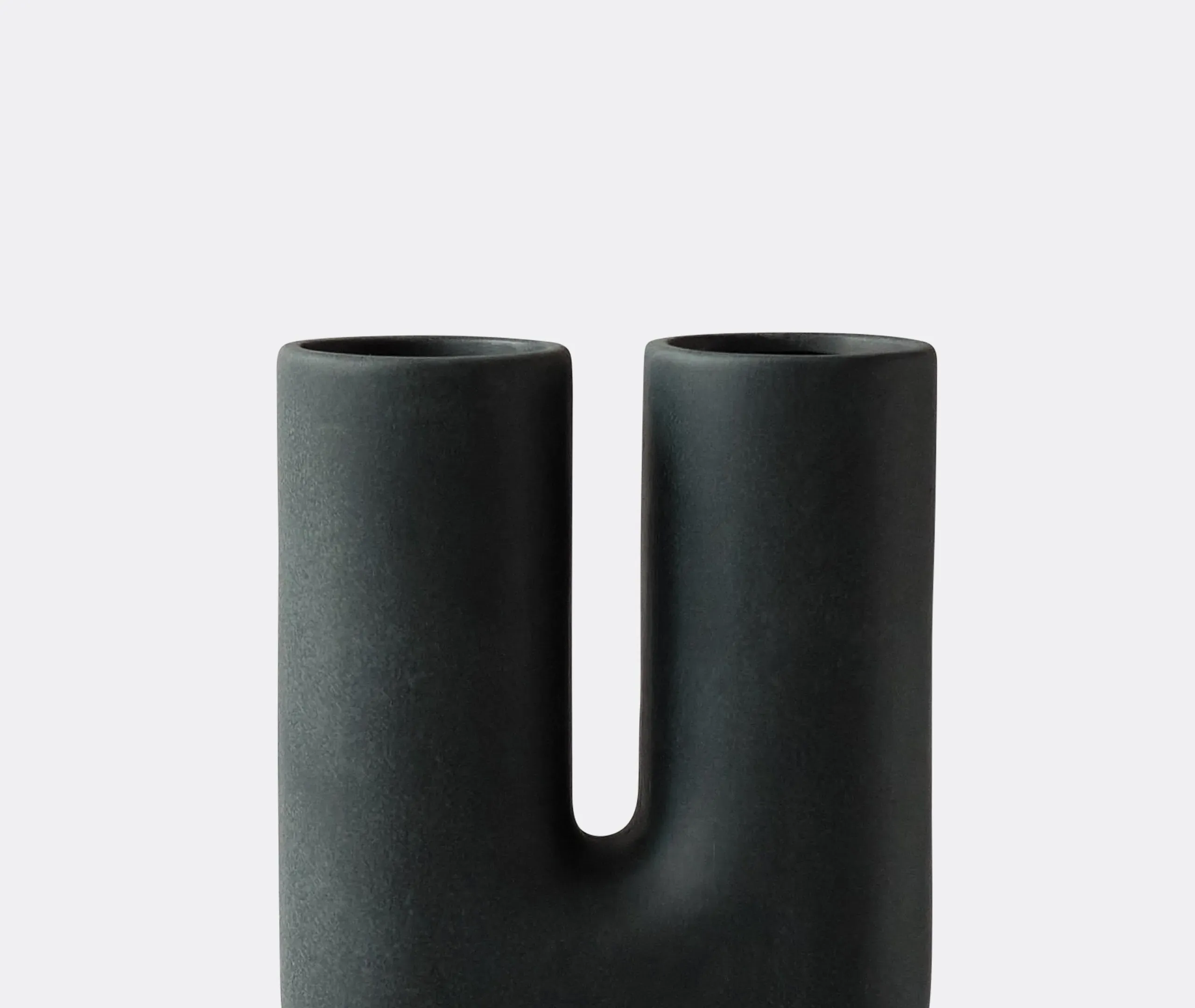 Medium Double Vase - Black, Glazed Ceramic