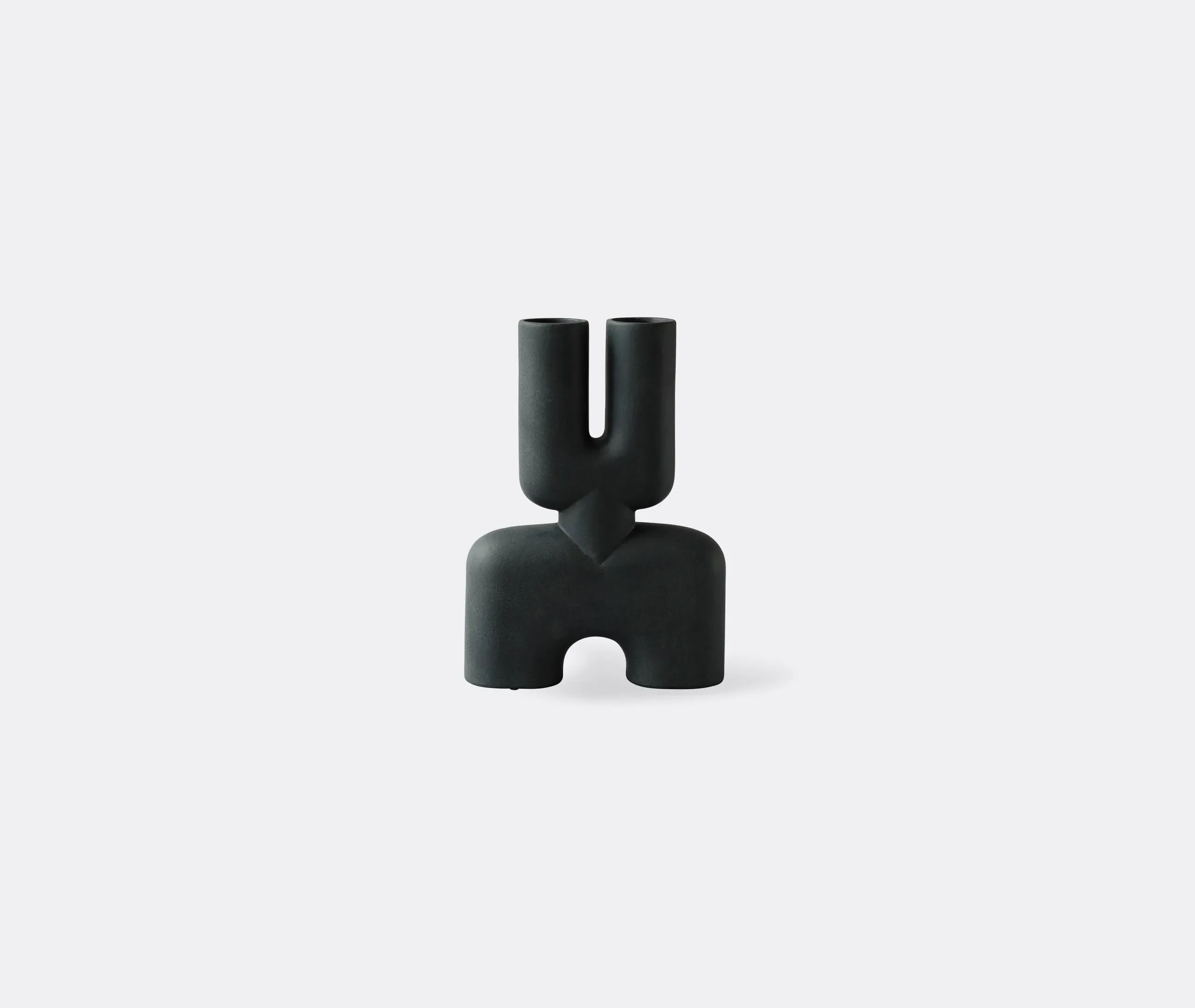 Medium Double Vase - Black, Glazed Ceramic