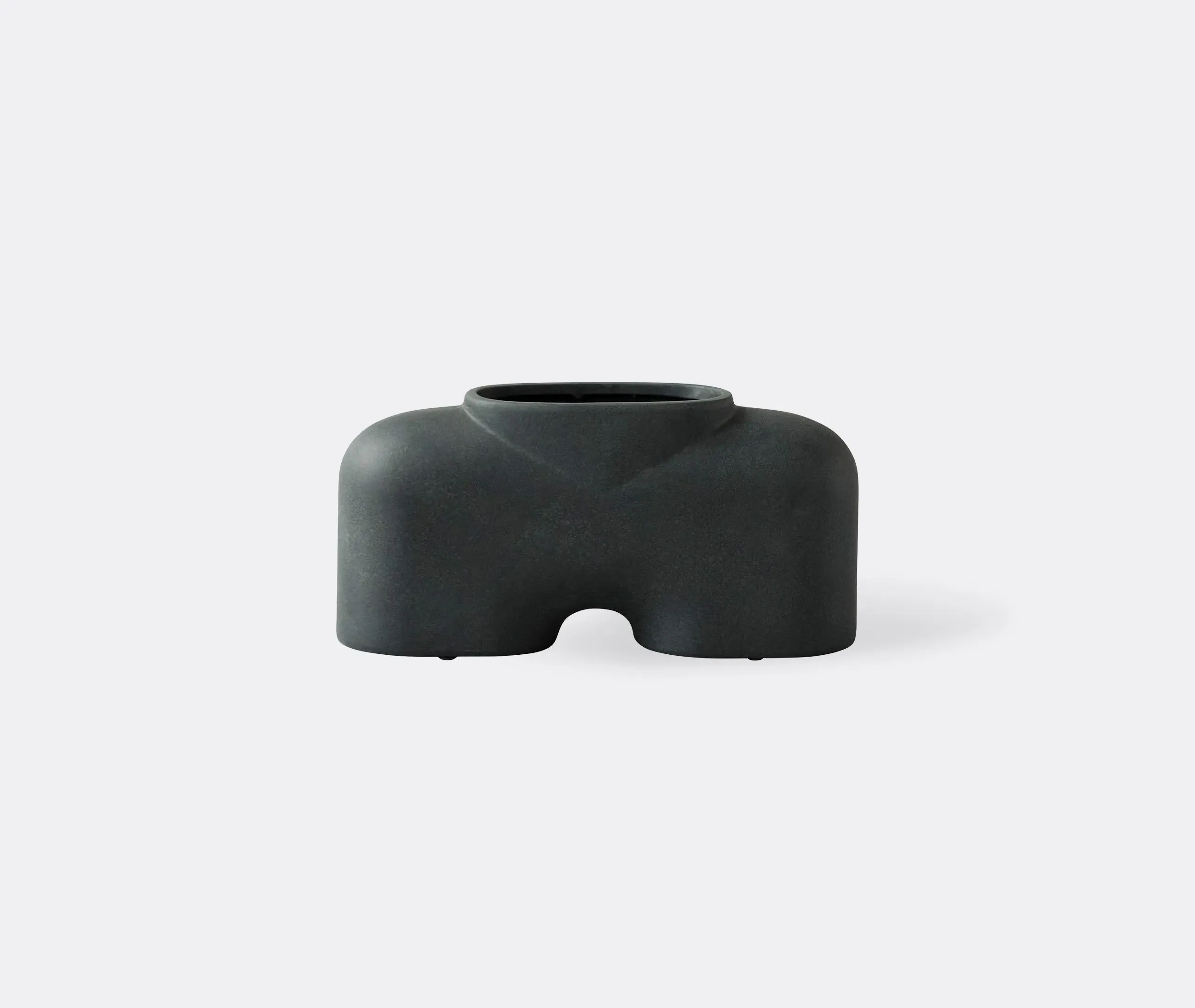 Medium Vase with Curved Design - Black, Ceramic image