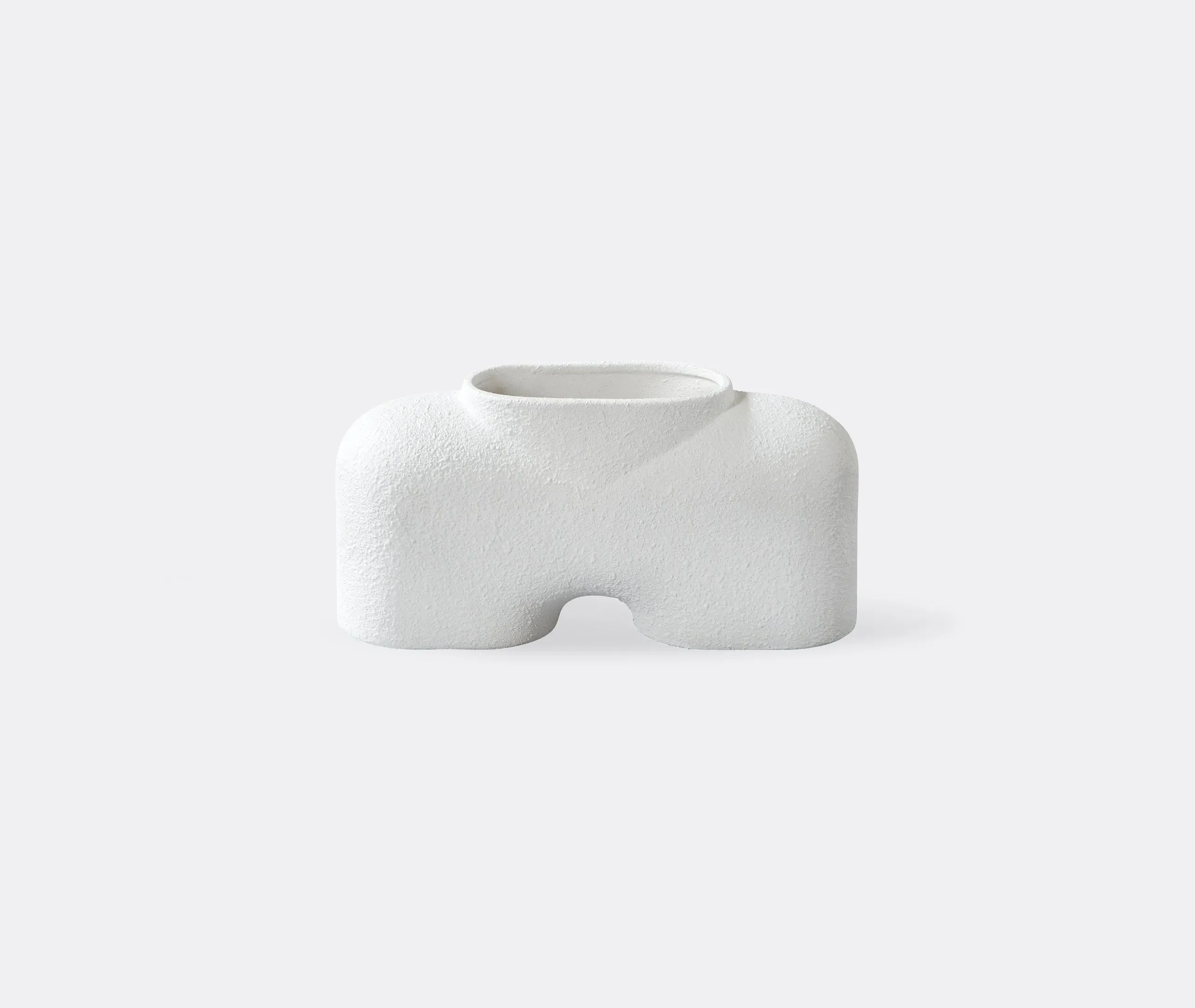 Medium Vase with Curved Design - White, Ceramic