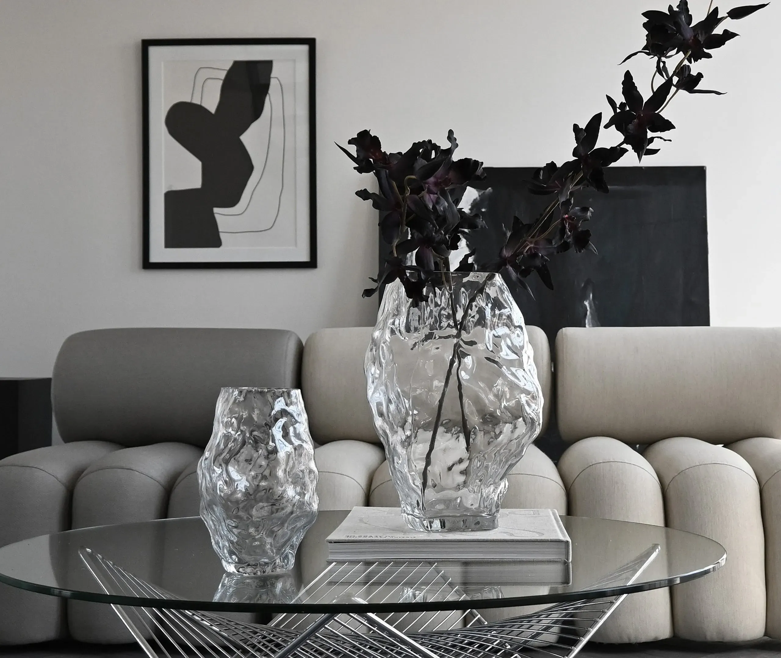 Medium Vase with Organic Shape - Clear, Glass