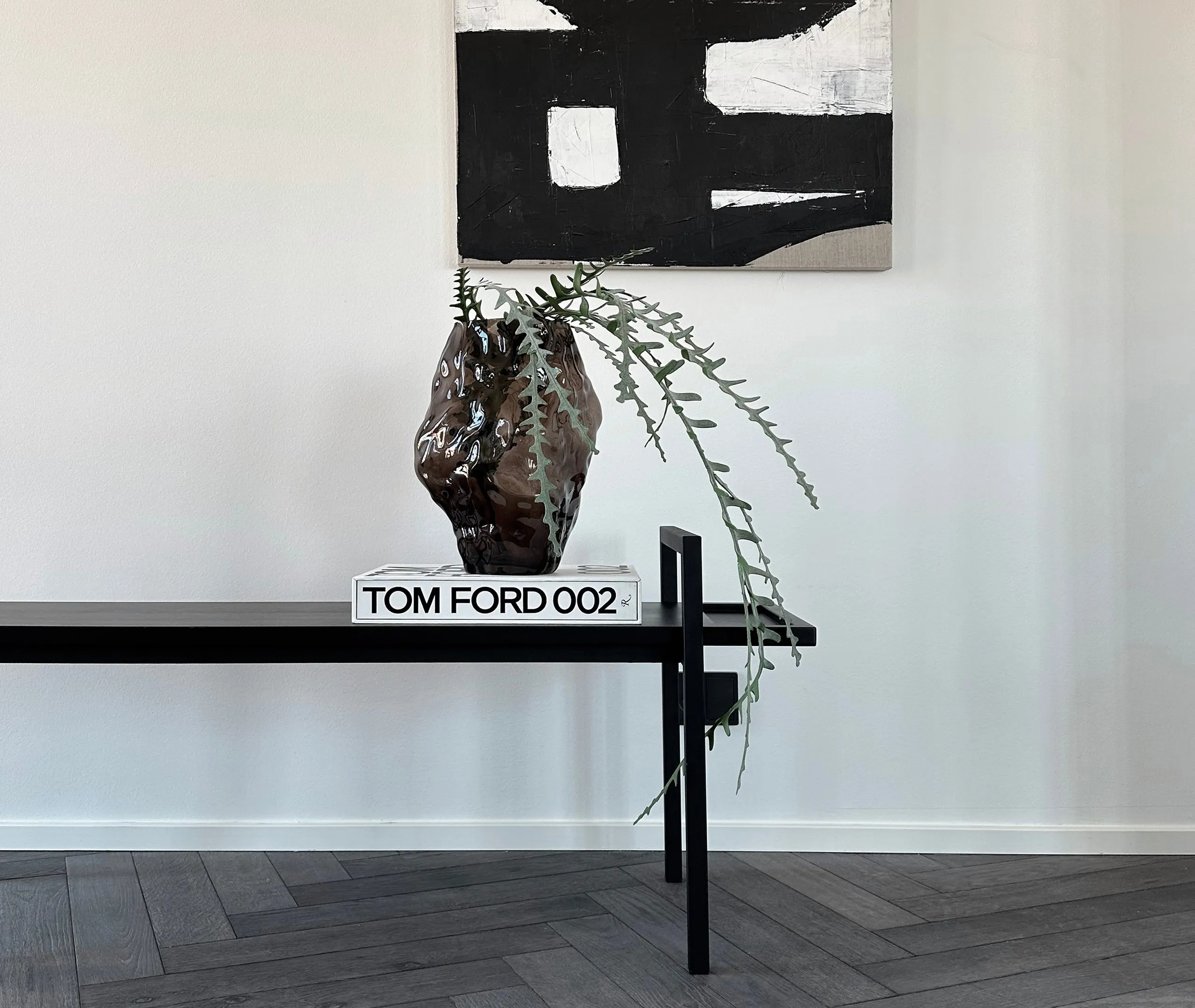 Medium Vase with Organic Shape - Smoked Forest, Glass