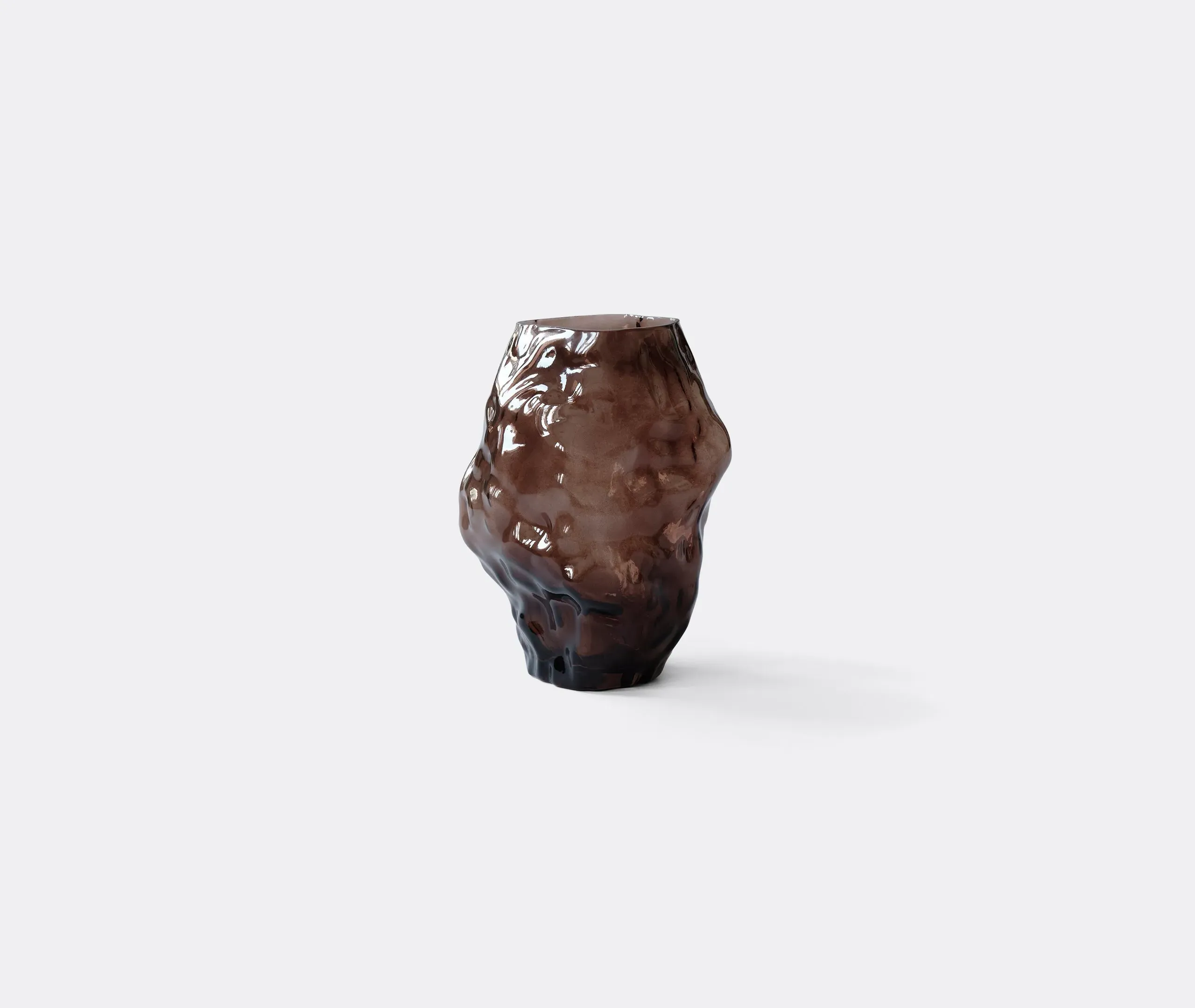 Medium Vase with Organic Shape - Smoked Forest, Glass