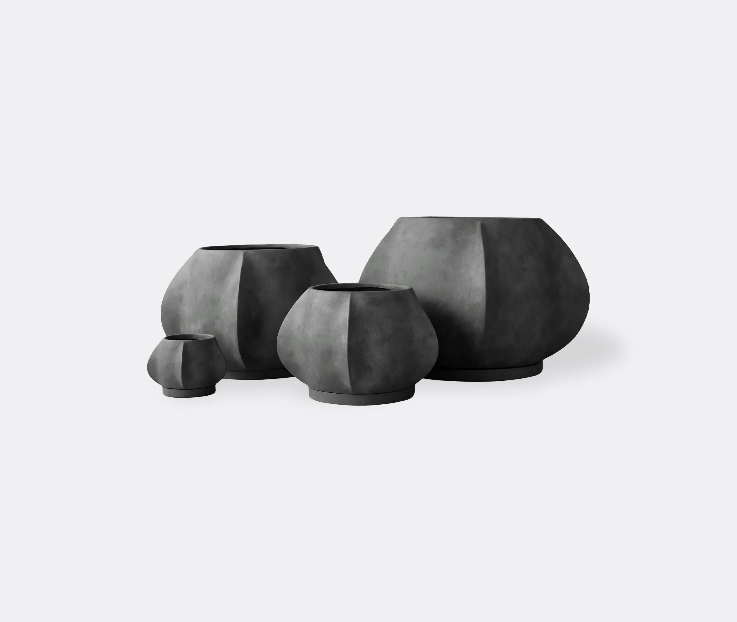 Mini Plant Pot with Saucer - Dark Grey, Concrete