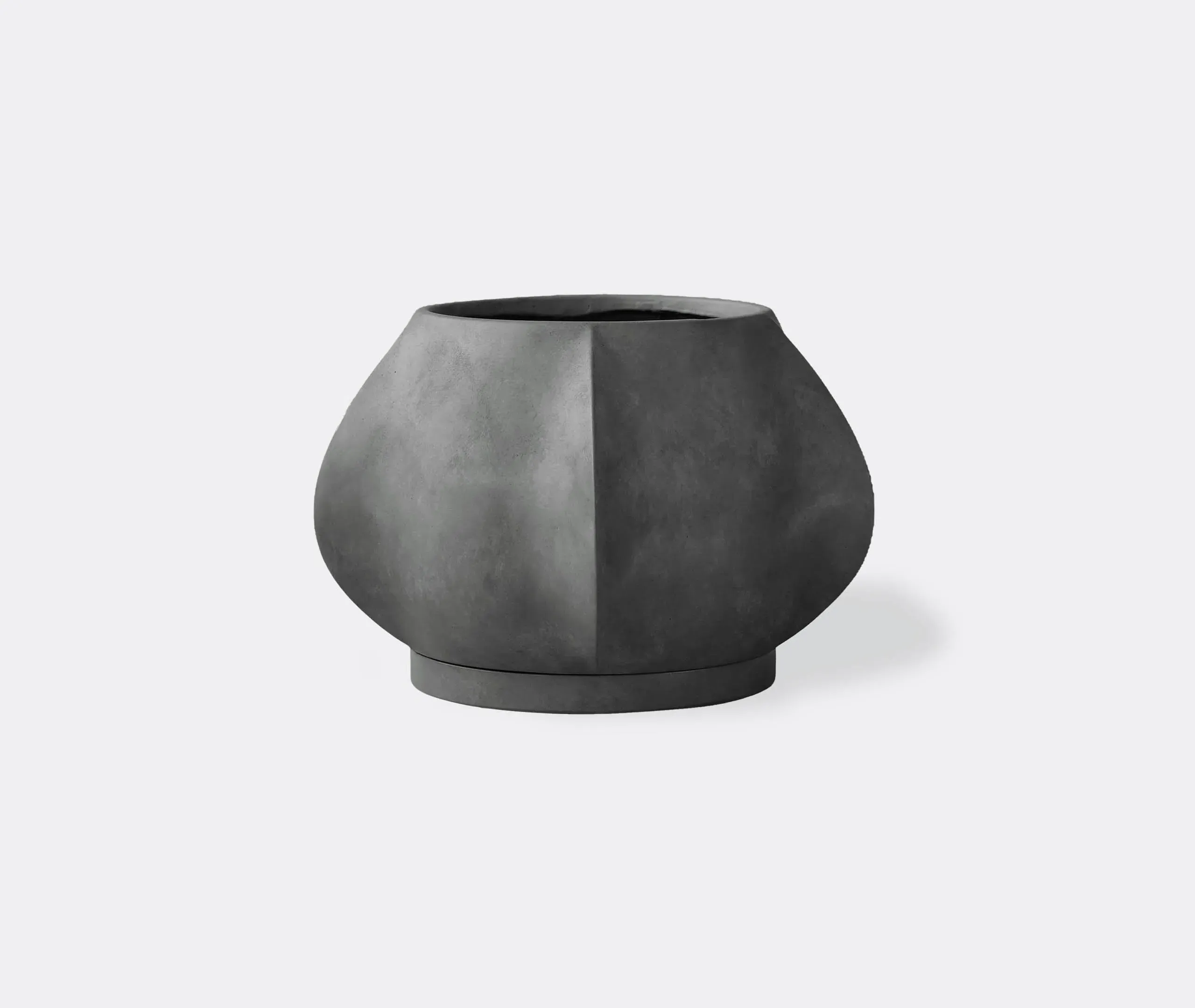 Mini Plant Pot with Saucer - Dark Grey, Concrete image