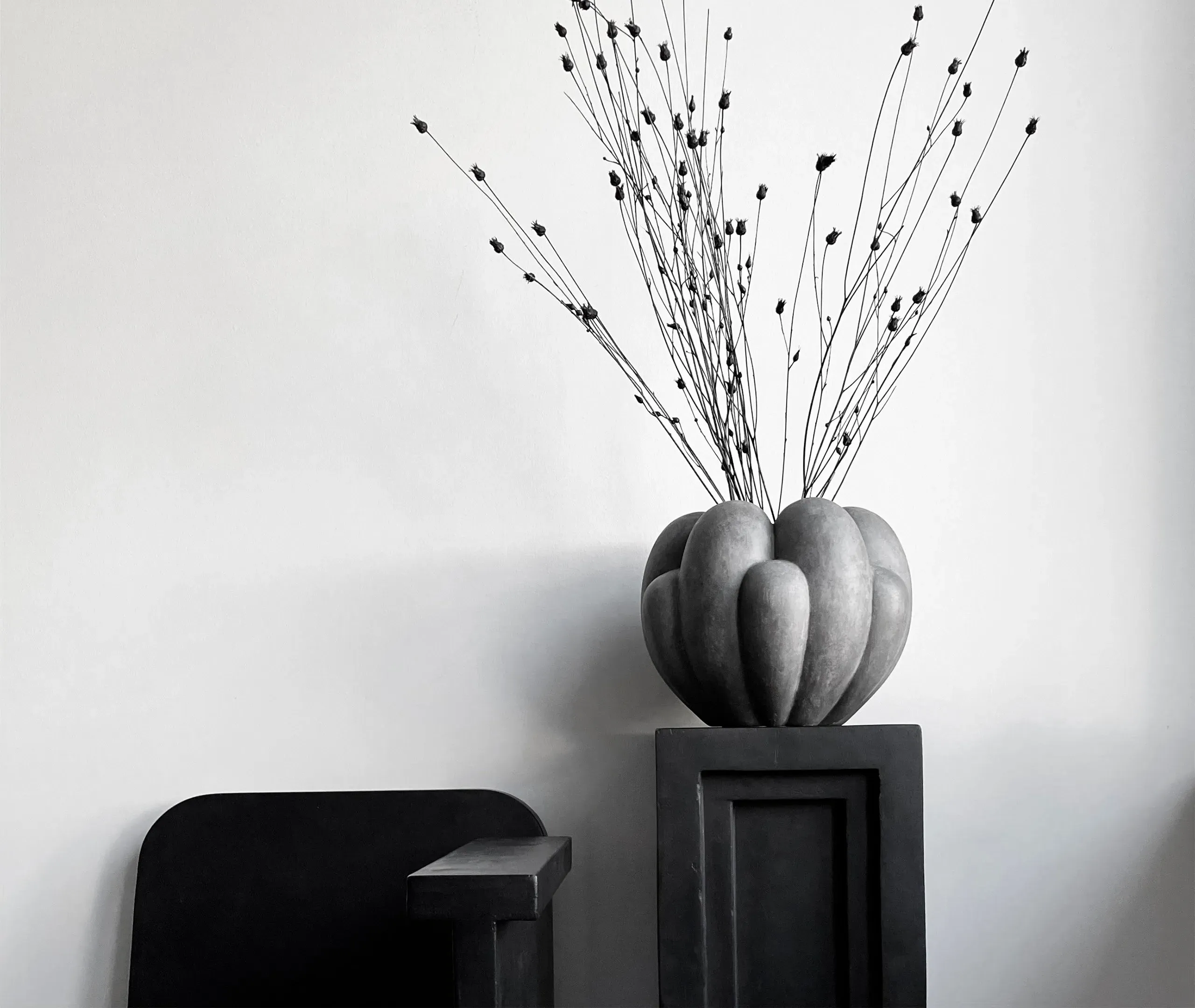 Mini Sculptural Vase - Dark Grey, Concrete