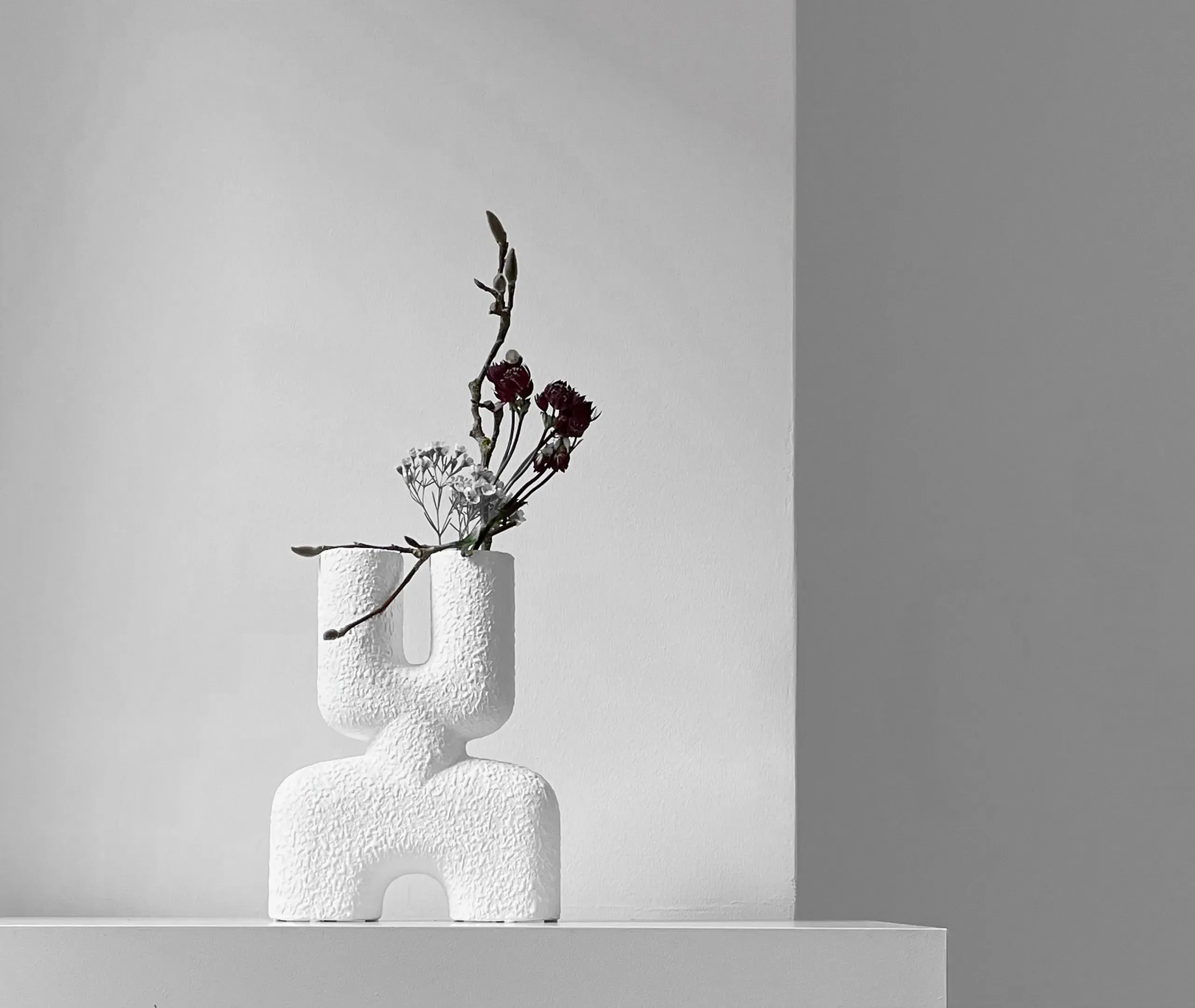Mini Vase with Cobra Design - White, Ceramic