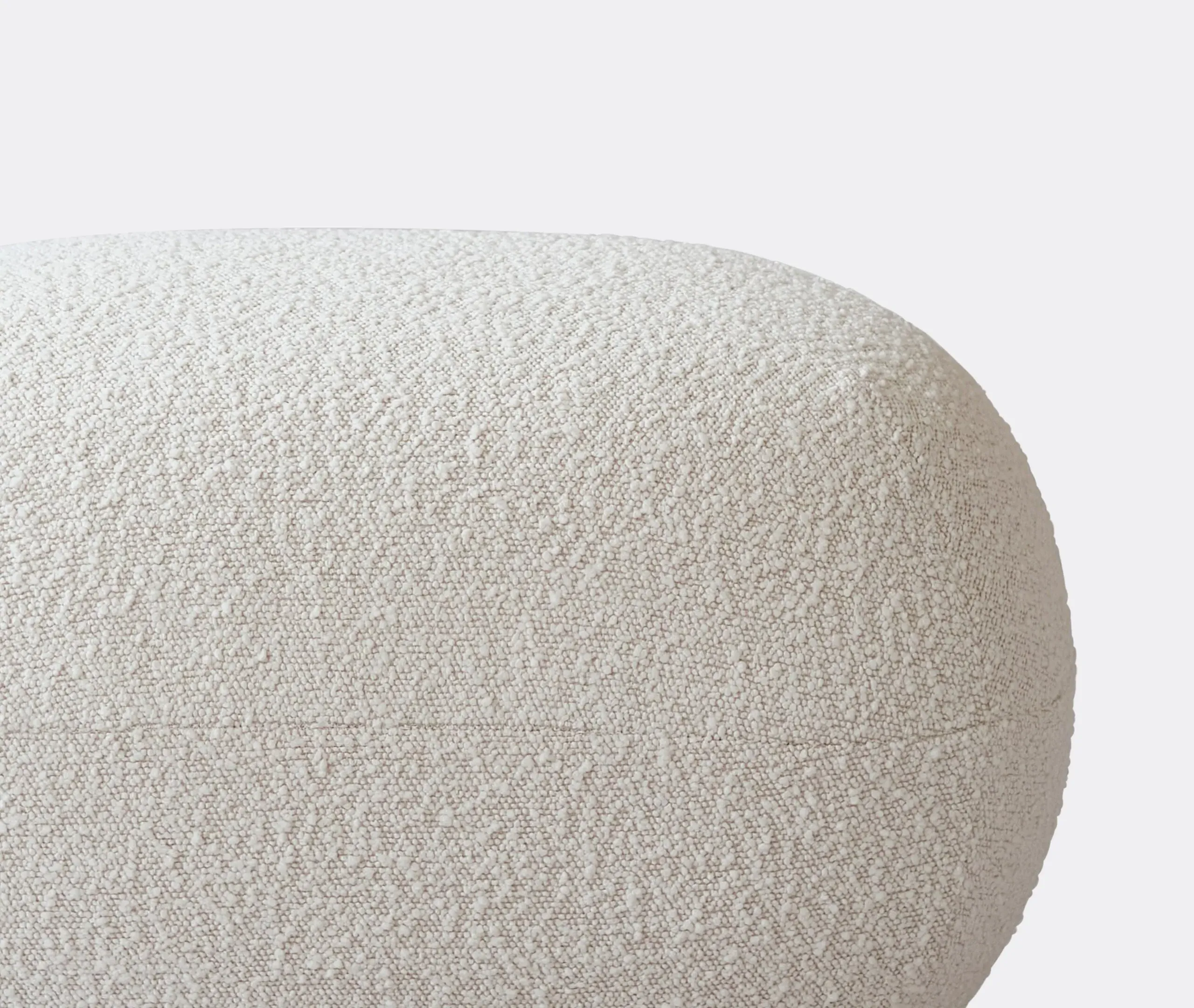 Oval Ottoman with Foam Cushioning - Off White, Bouclé
