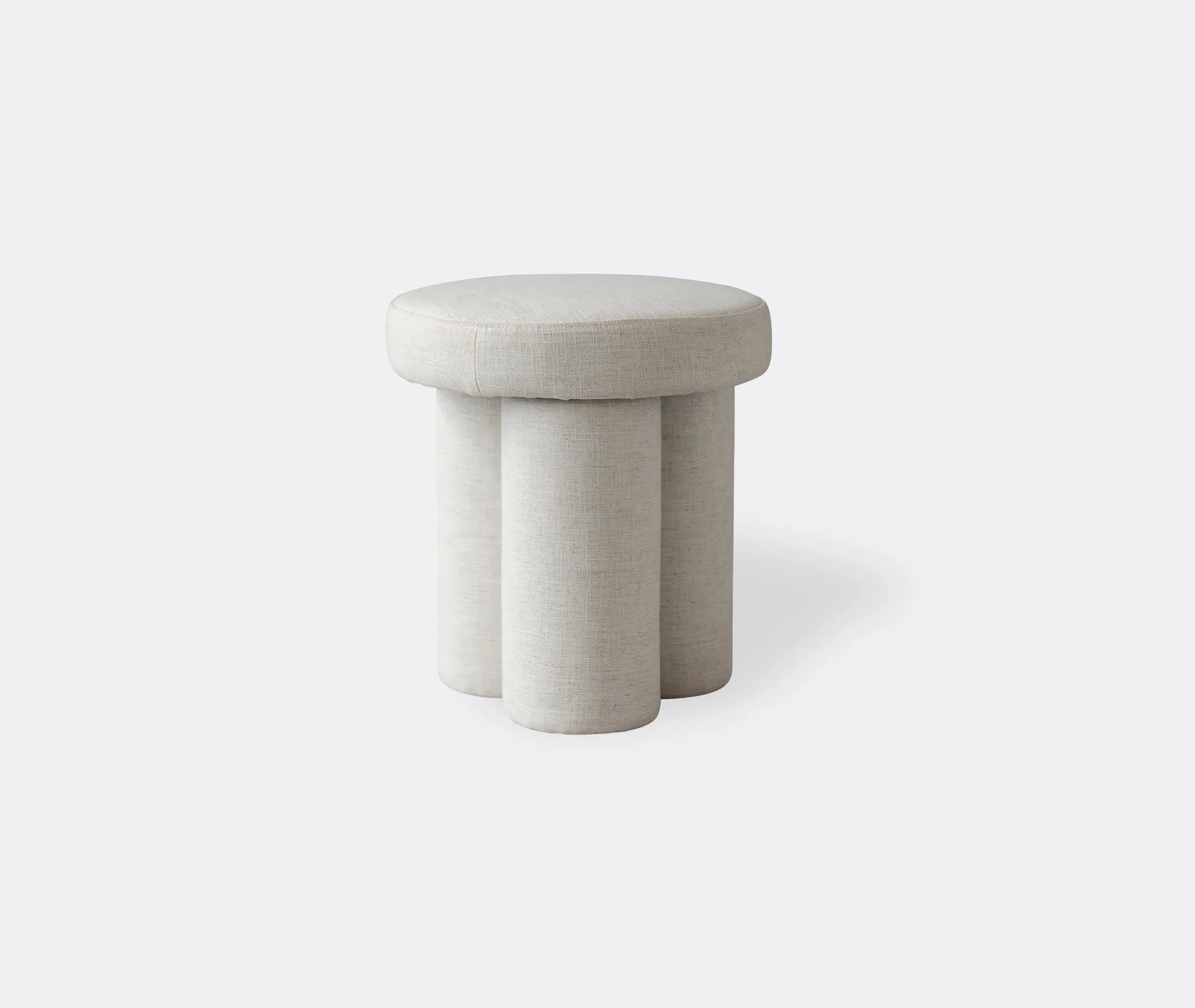 Round Stool with Circular Legs - White, Linen