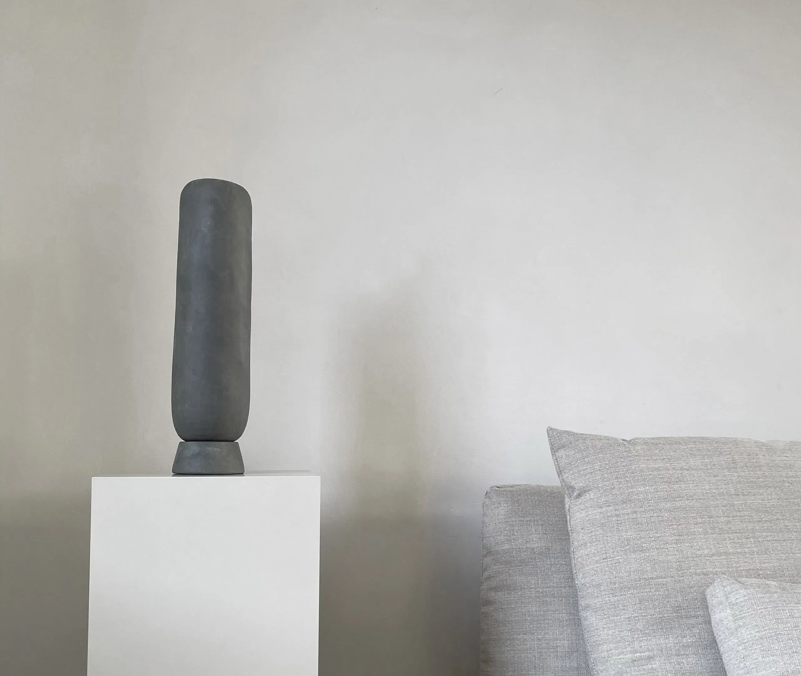 Small Ceramic Vase with Pedestal - Black
