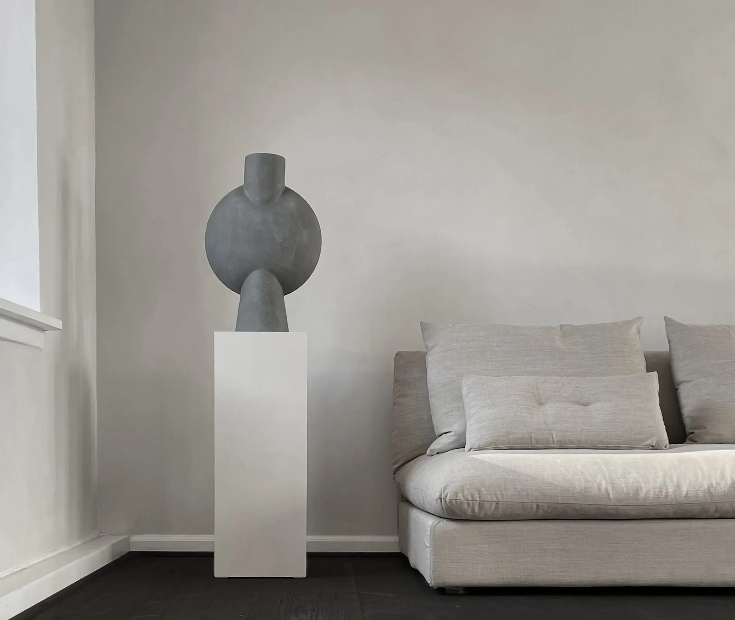 Sphere Bubl Vase Hexa - Dark Grey, Ceramic