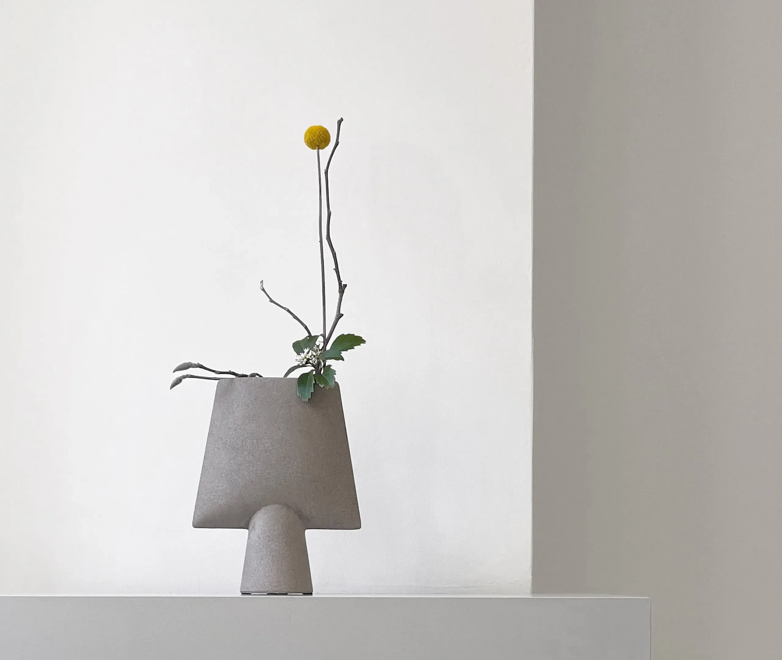 Sphere Mini Square Vase - Taupe, Ceramic