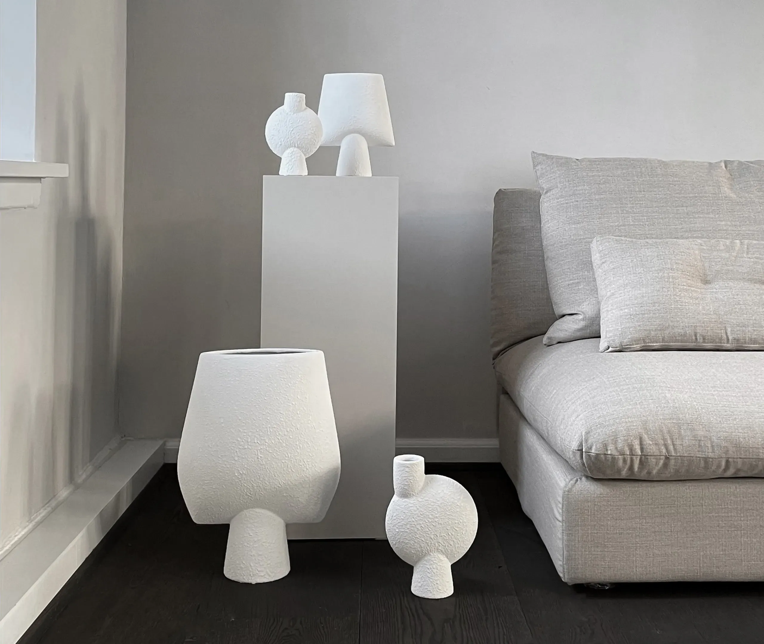 Sphere Mini Square Vase - White, Ceramic