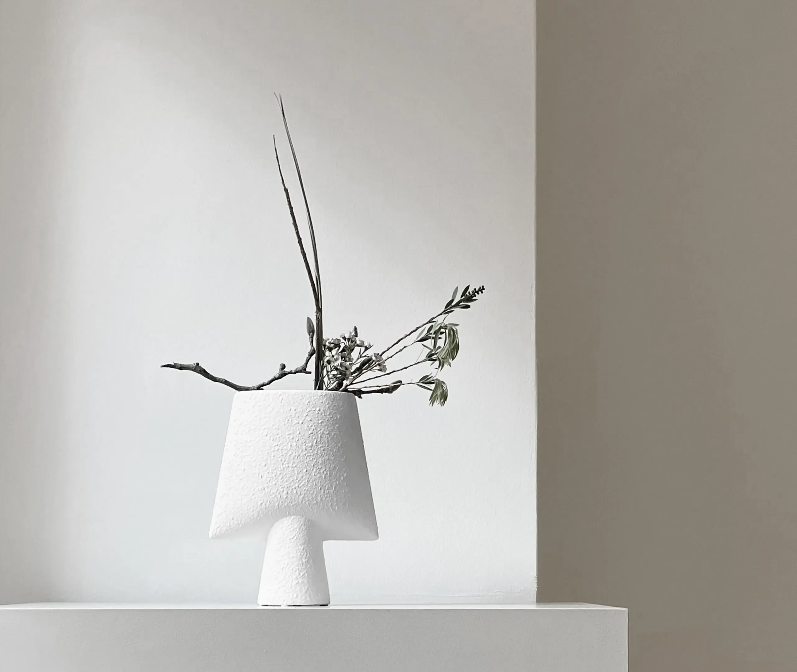 Sphere Mini Square Vase - White, Ceramic