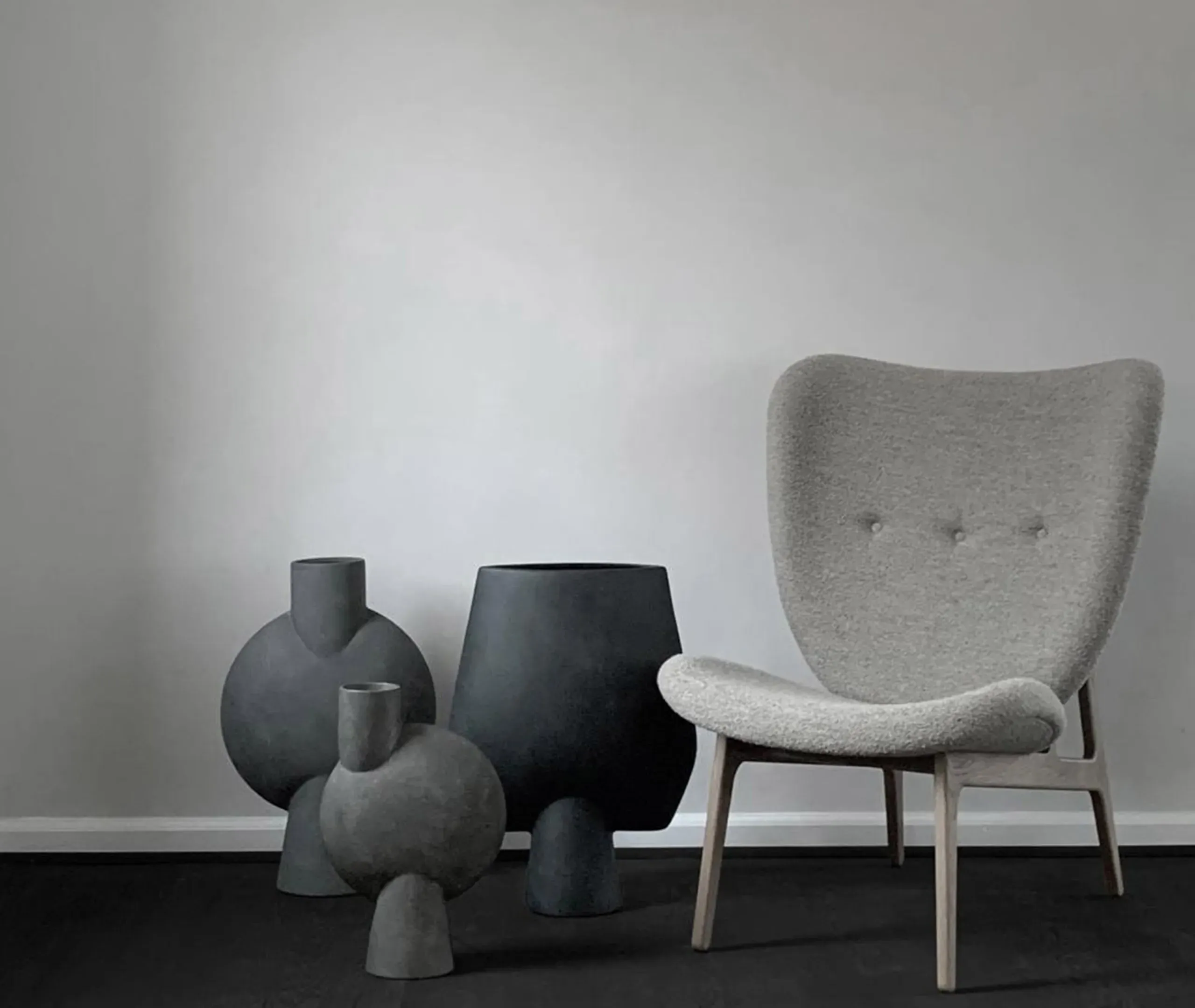 Sphere Square Vase Big - Coffee, Ceramic