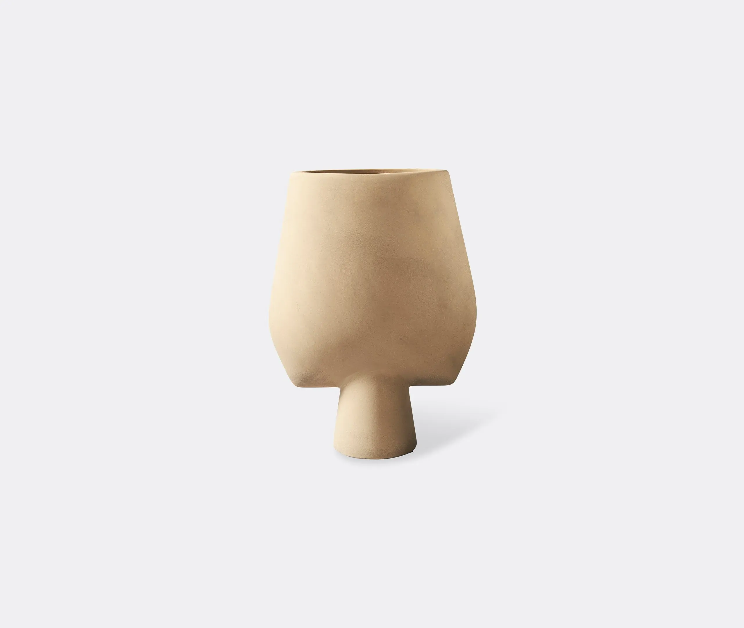 Square Vase with Textured Design - Sand, Ceramic image
