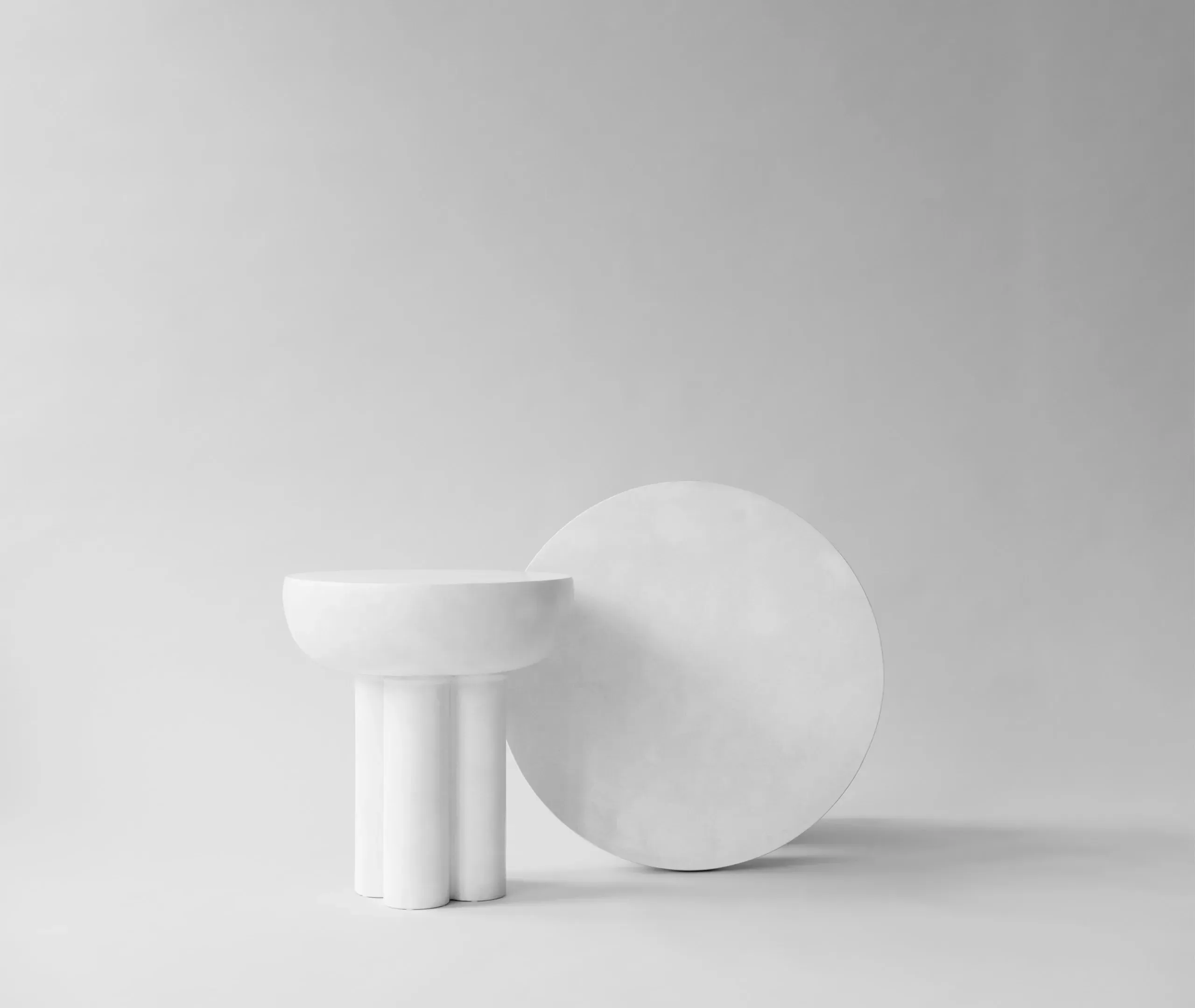 Tall Round Table - White, Fibre Concrete