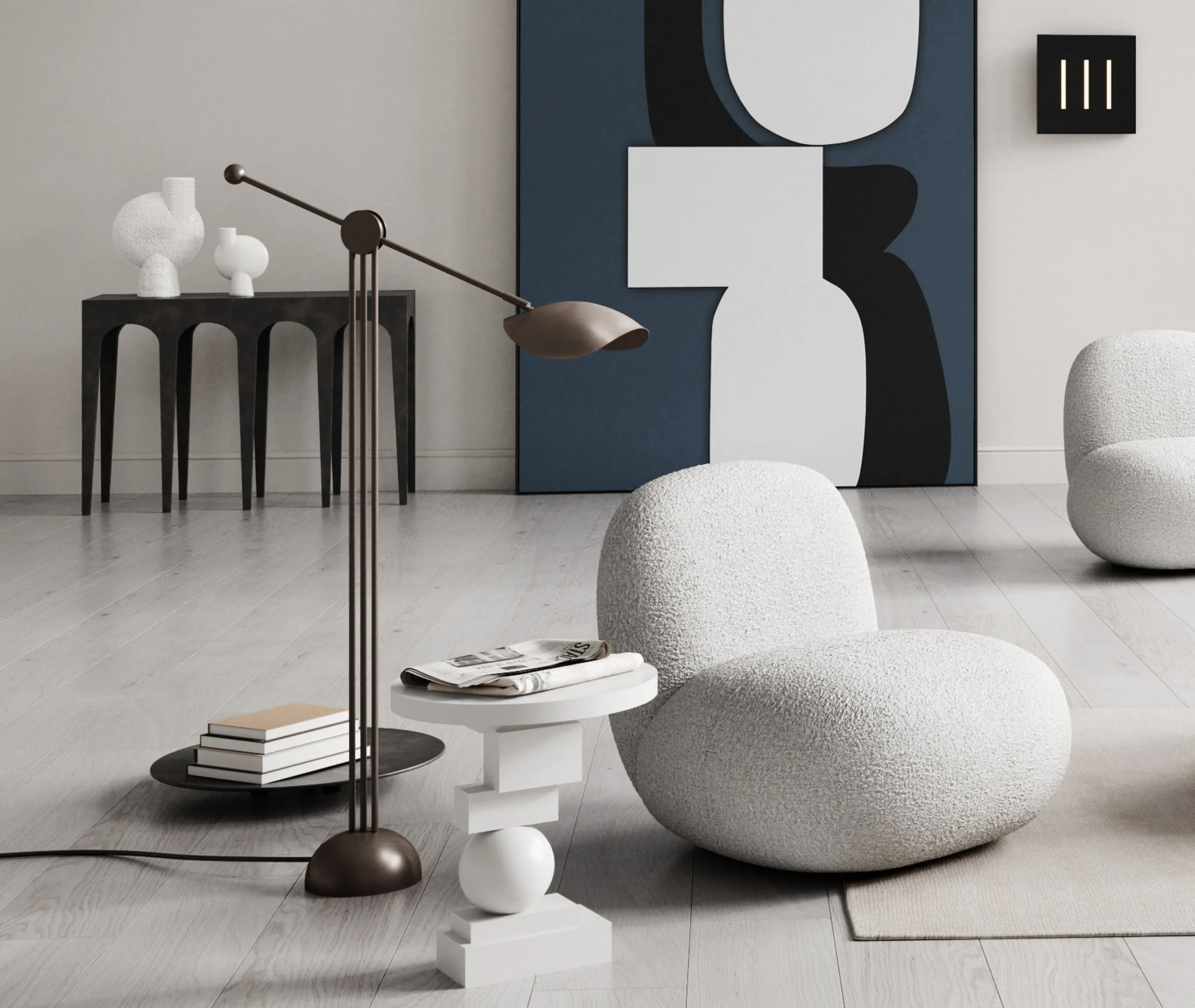 Toe Flat Lounge Chair - Bouclé